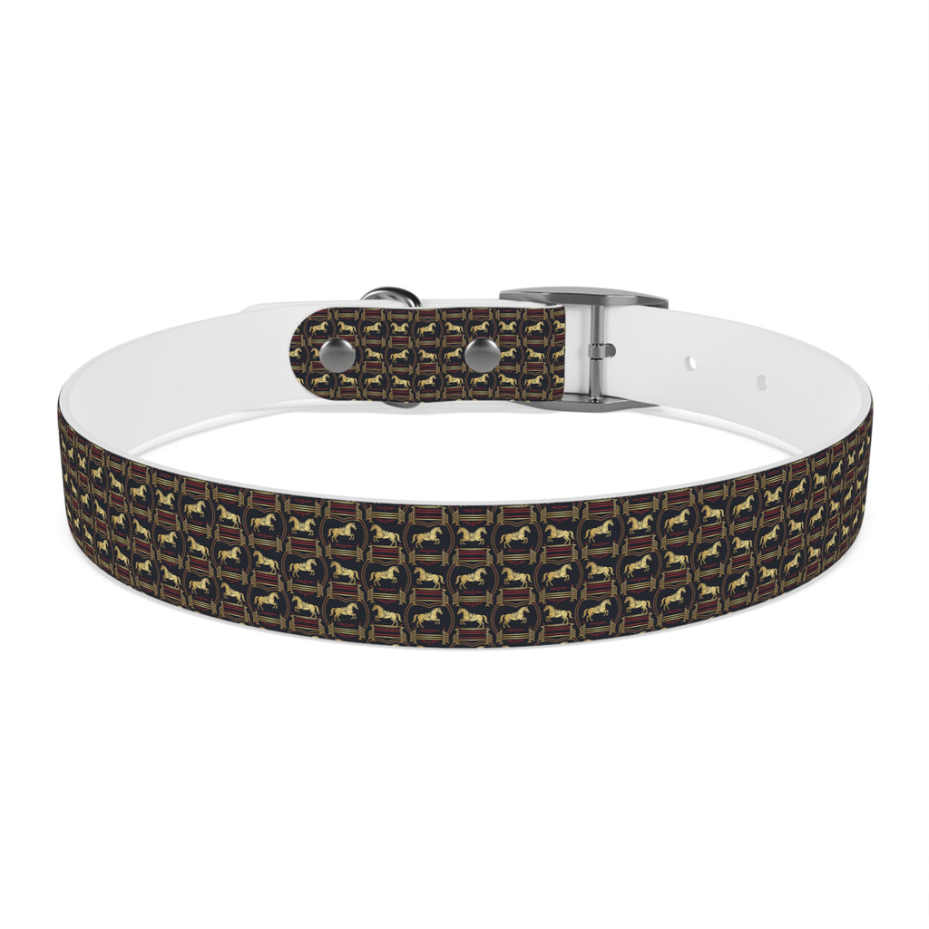 Navy Rich Red and Gold all over Horse Equestrian print dirt and waterproof collar