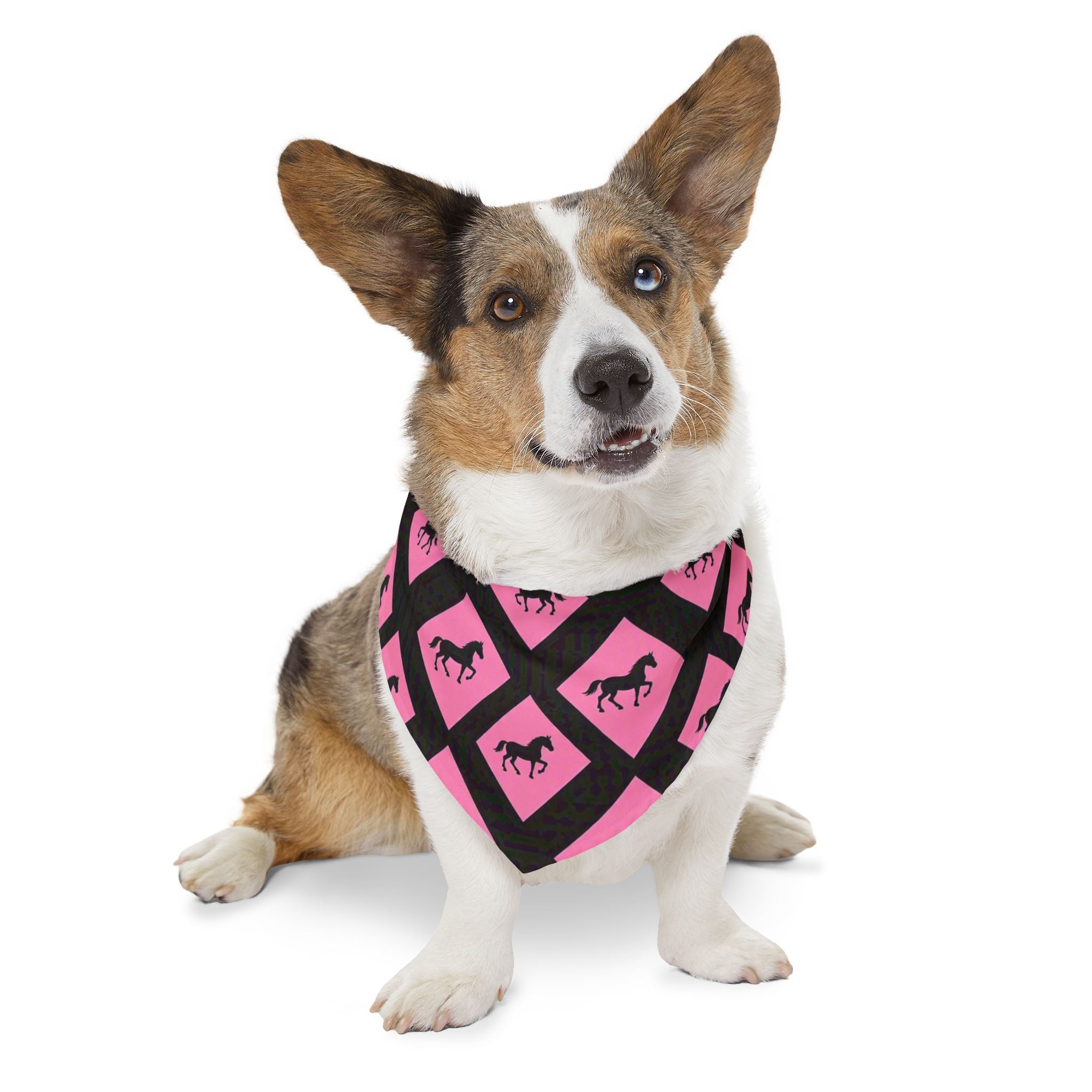 Pink Horse Diamond Pet Bandana Collar — Stylish Dog & Cat Accessory