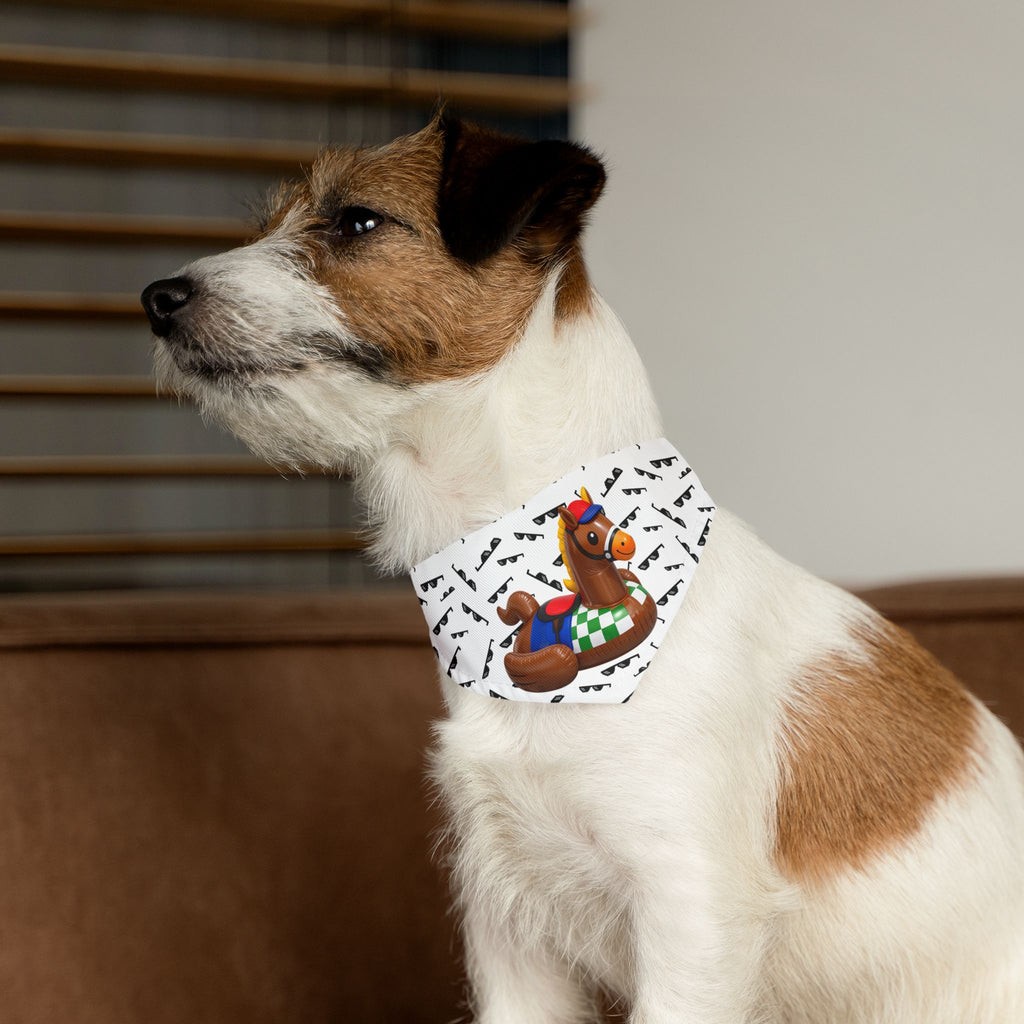 Inflatable Rubber Duck Horse with mini Wayfarers Pet Bandana Collar – Fun Equestrian Dog Accessory