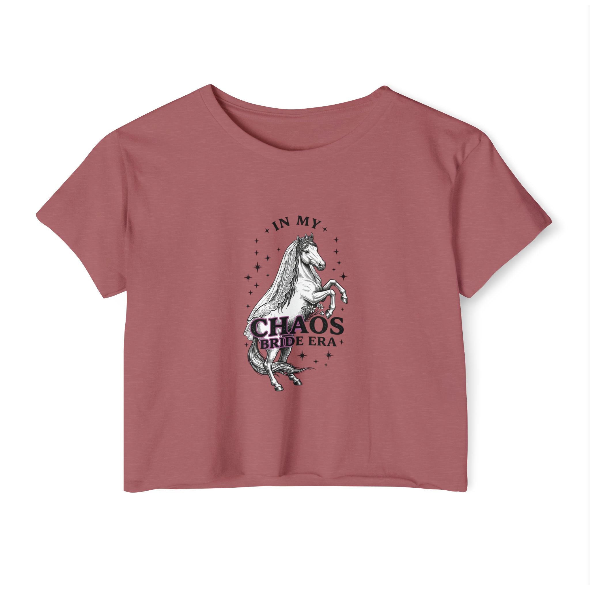 Festival Crop Top — “In My Chaos Era” Prancing Unicorn Graphic