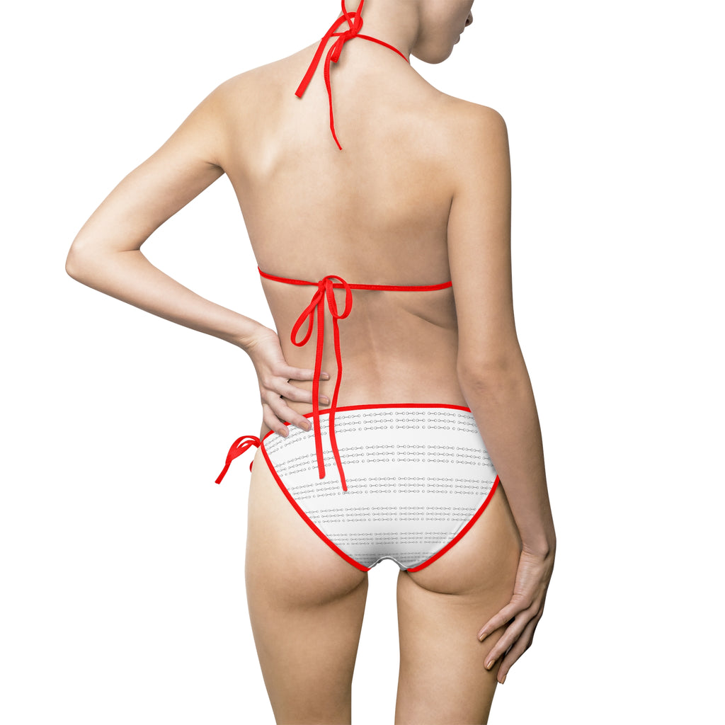 Horse bit Striped Triangle Bikini Swimsuit — Women's Tie-Side Two-Piece