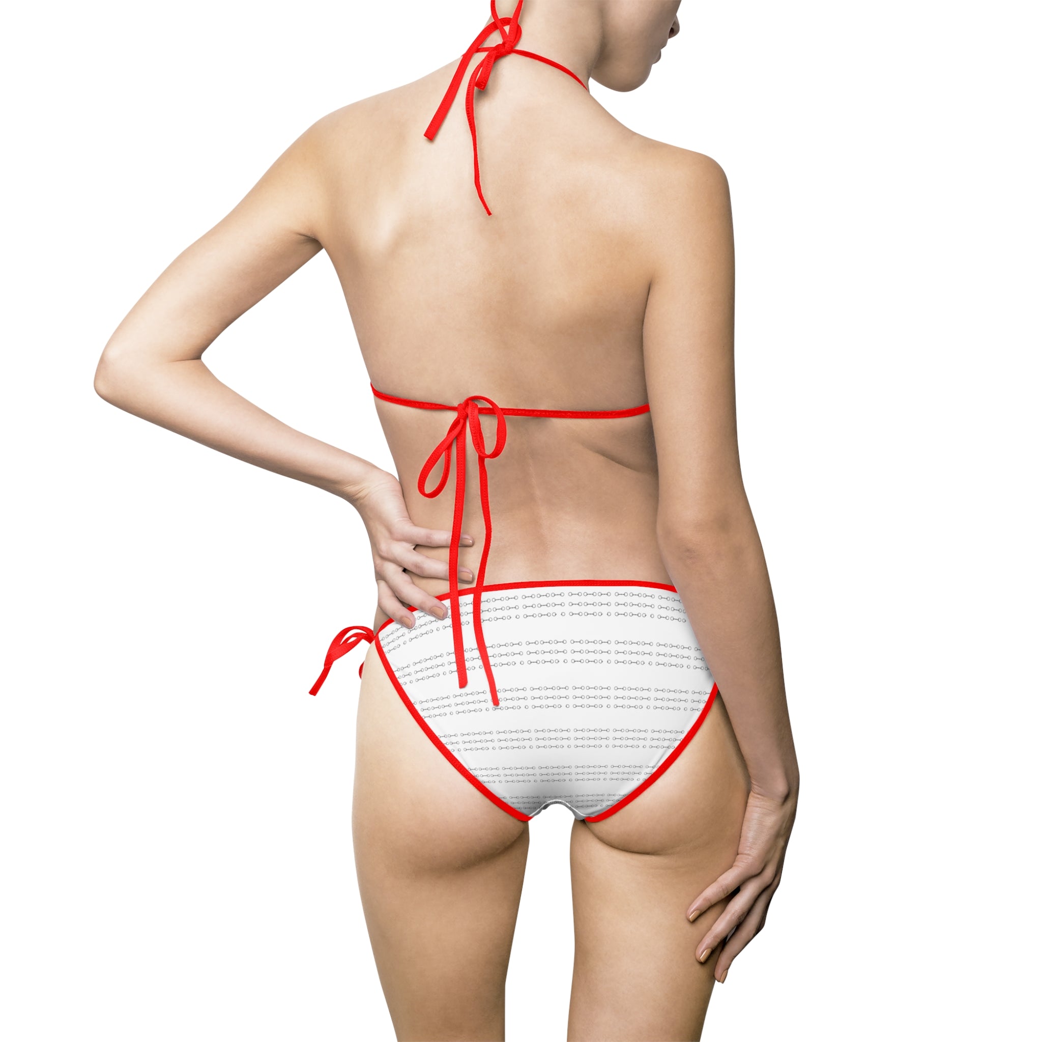 Horse bit Striped Triangle Bikini Swimsuit — Women's Tie-Side Two-Piece