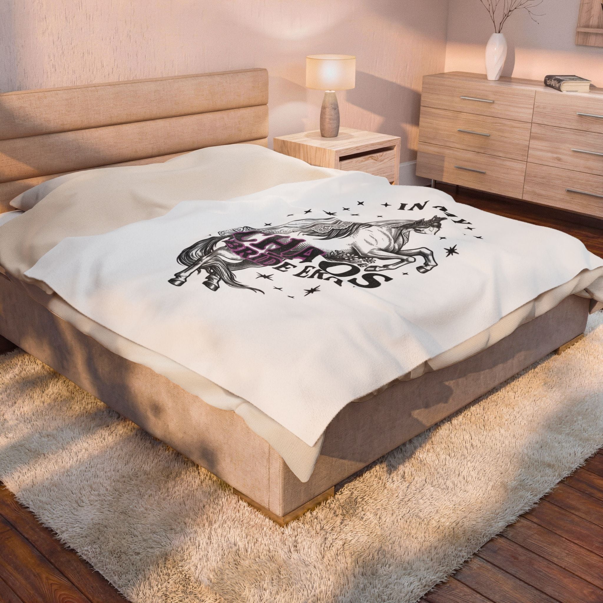 Velveteen Plush Blanket - "In My Chaos Bride Era" Horse Bridal Throw