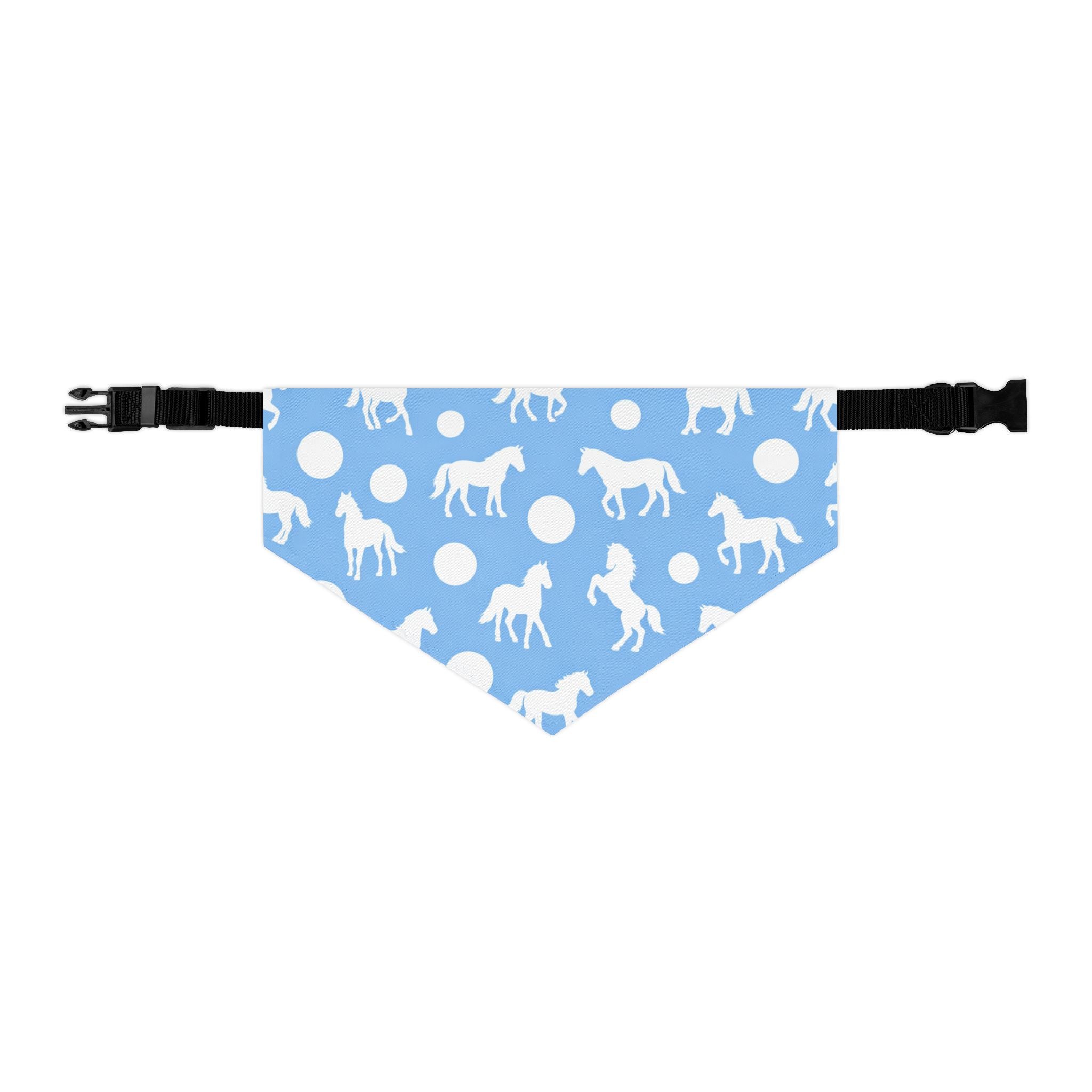 Baby Blue Horse Print Pet Bandana Collar — Cute Equestrian Dog Scarf