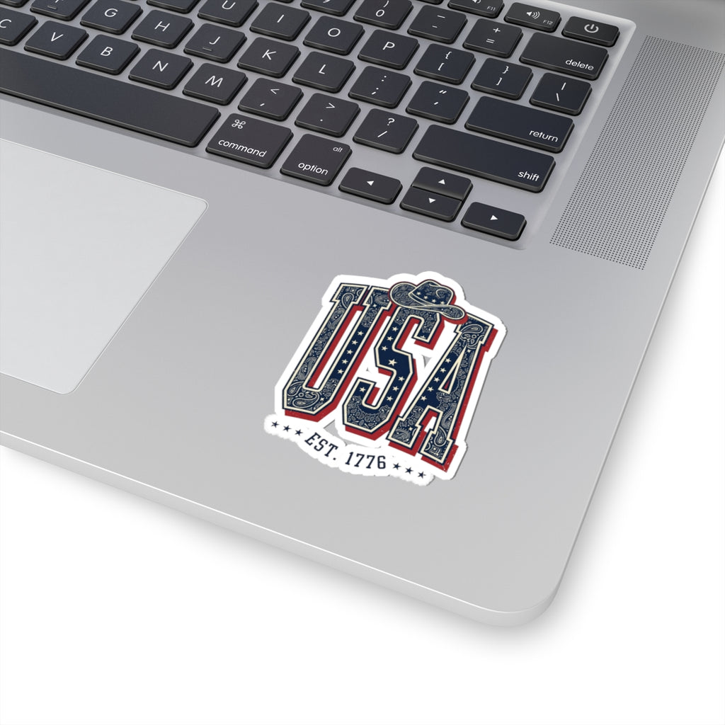 USA Patriotic Bandana Lettering Sticker | 4th of July Americana