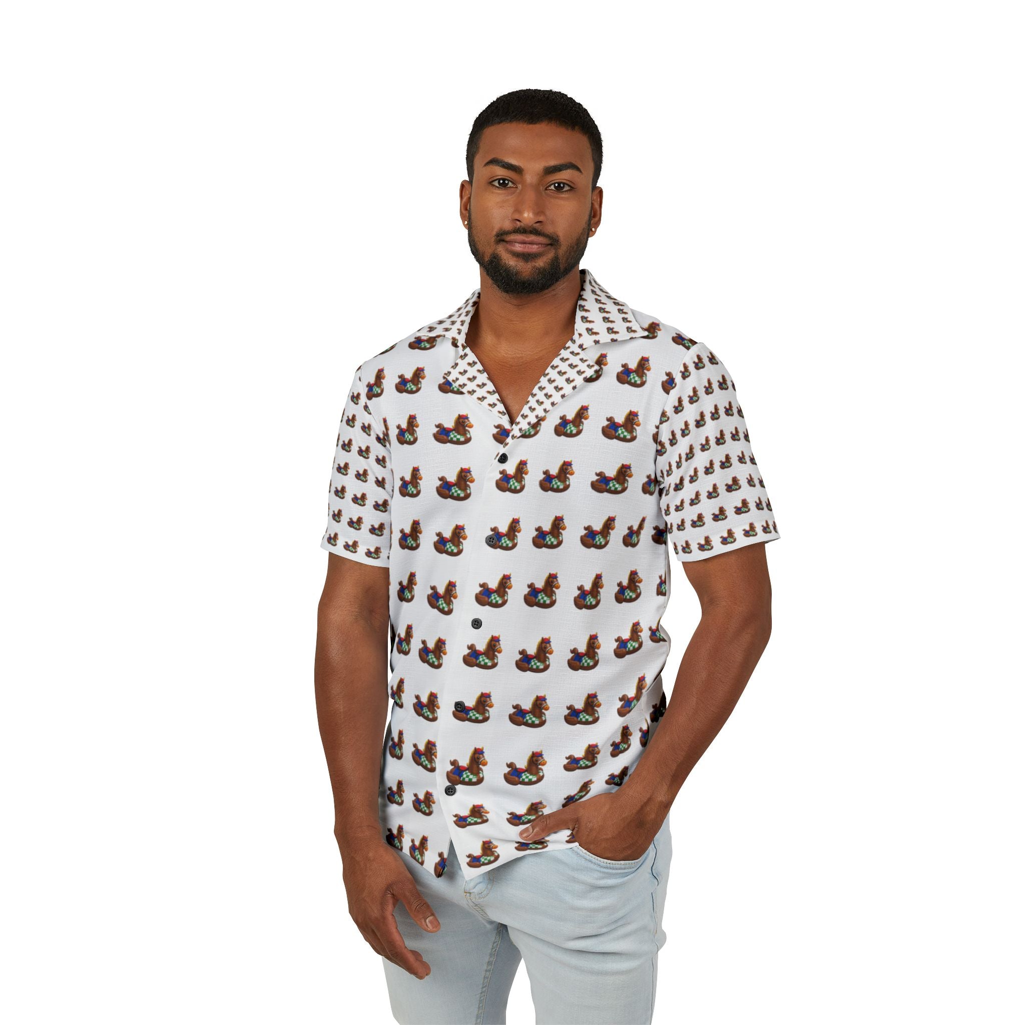 Men's Horse Rubber Duck AOP Hawaiian Camp Shirt