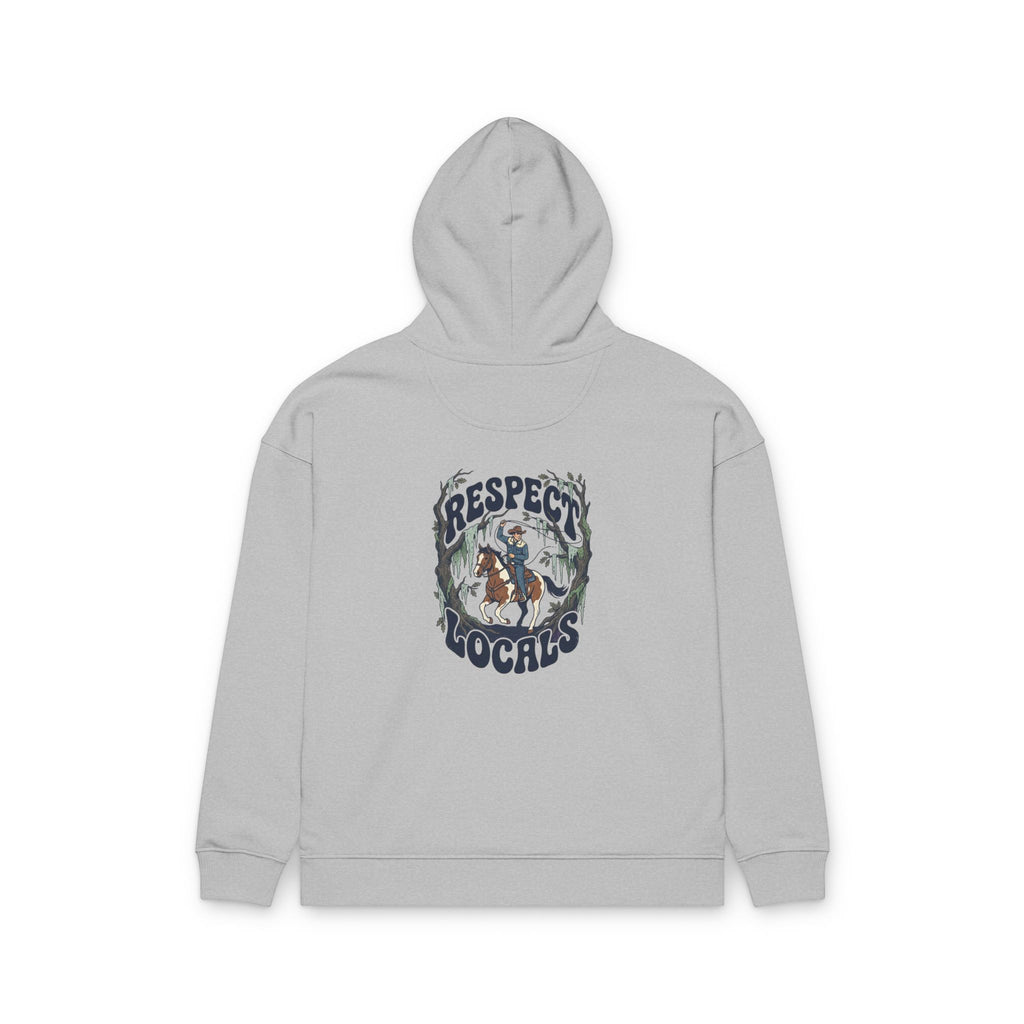 Respect Locals Hoodie — Eco Organic Relaxed Pullover with Western Graphic