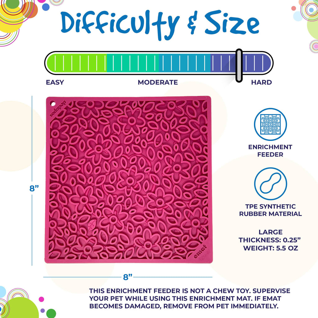 SodaPup Flower Power eMat Enrichment Lick Mat for Dogs and Cats