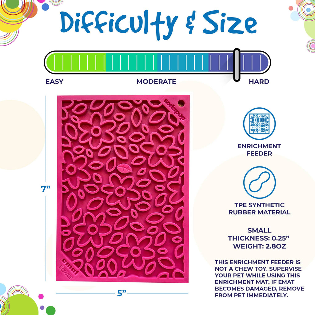 SodaPup Flower Power eMat Enrichment Lick Mat for Dogs and Cats