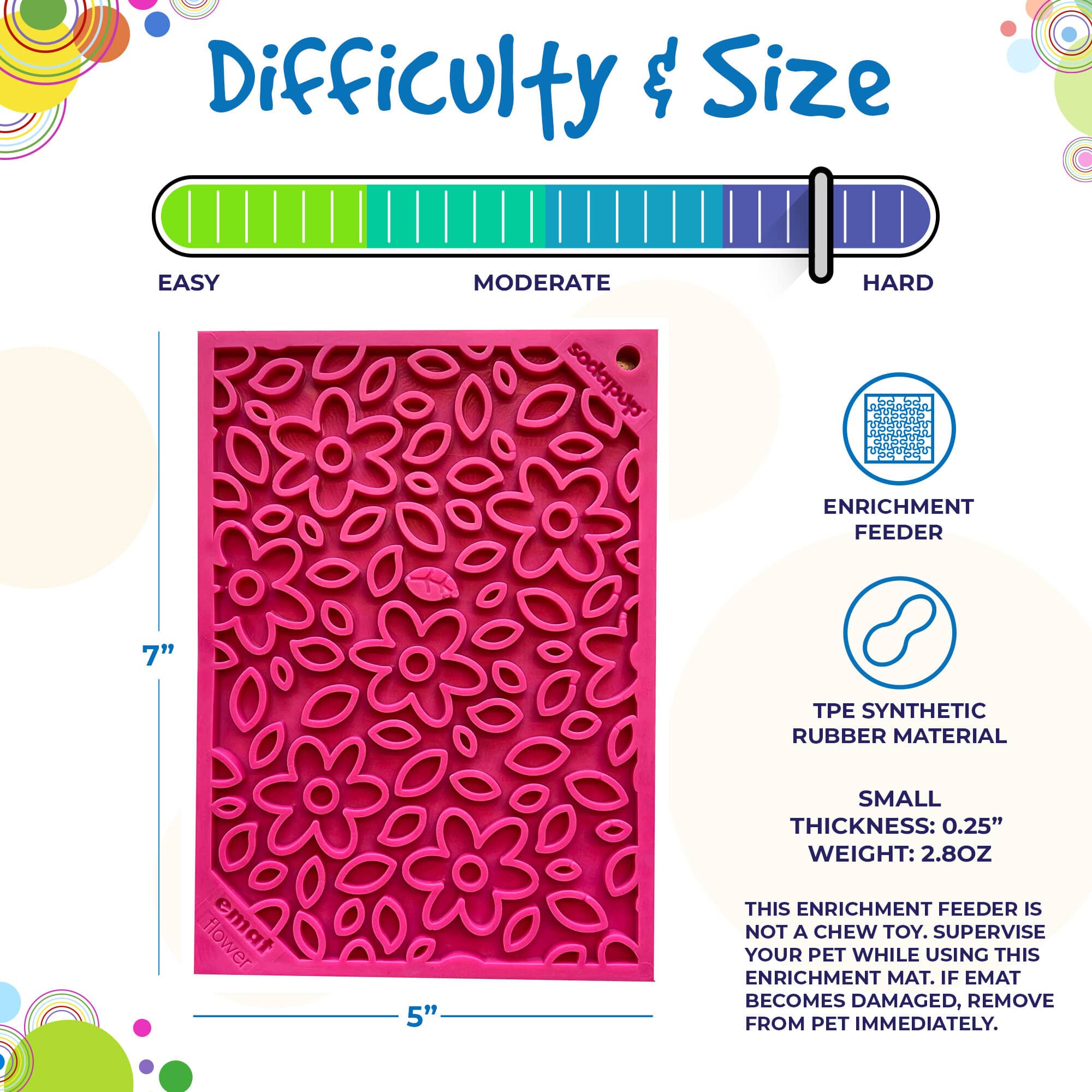 SodaPup Flower Power eMat Enrichment Lick Mat for Dogs and Cats
