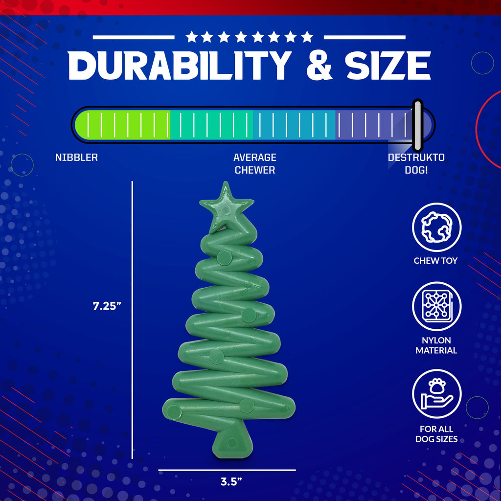 Christmas Tree Nylon Dog Chew Toy For Chewers American Made FDA Compliant