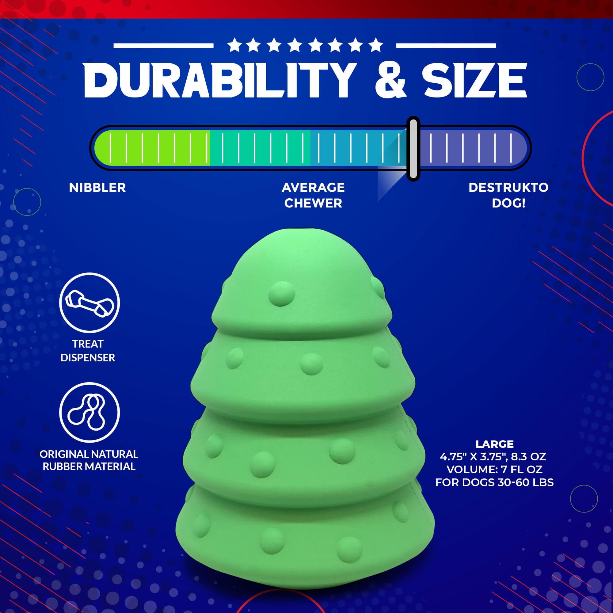 Christmas Tree EDispenser Rubber Chew Toy For Large Dogs Model EDispenser