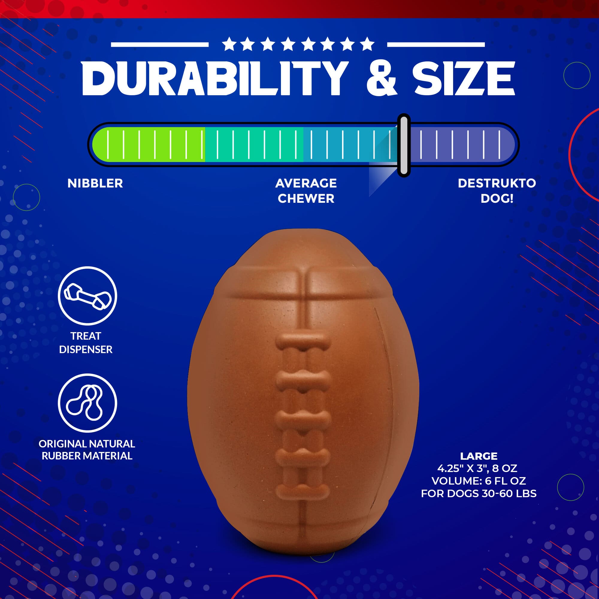 SodaPup Football Dog Chew Toy And Treat Dispenser USA Made