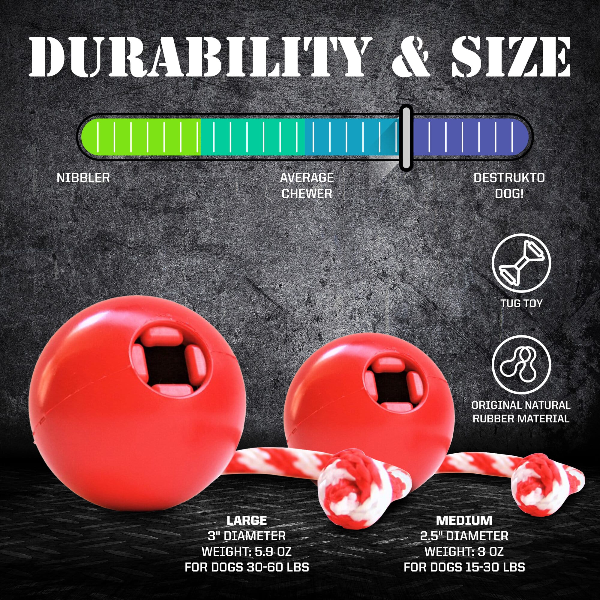 USA-K9 Cherry Bomb Rubber Dog Chew Toy For Heavy Chewers