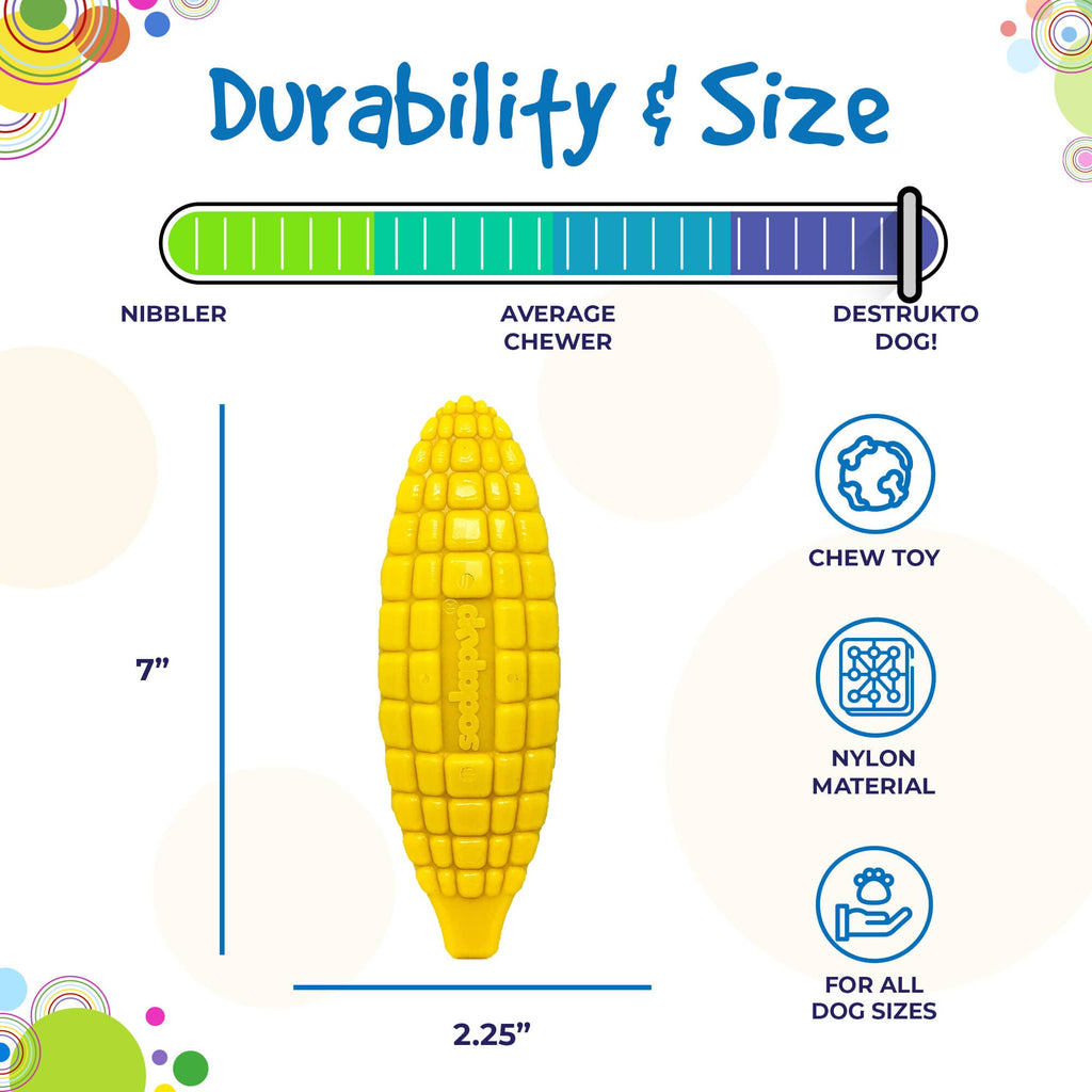 SodaPup Corn on the Cob Nylon Dog Toy for Aggressive Chewers United States Made
