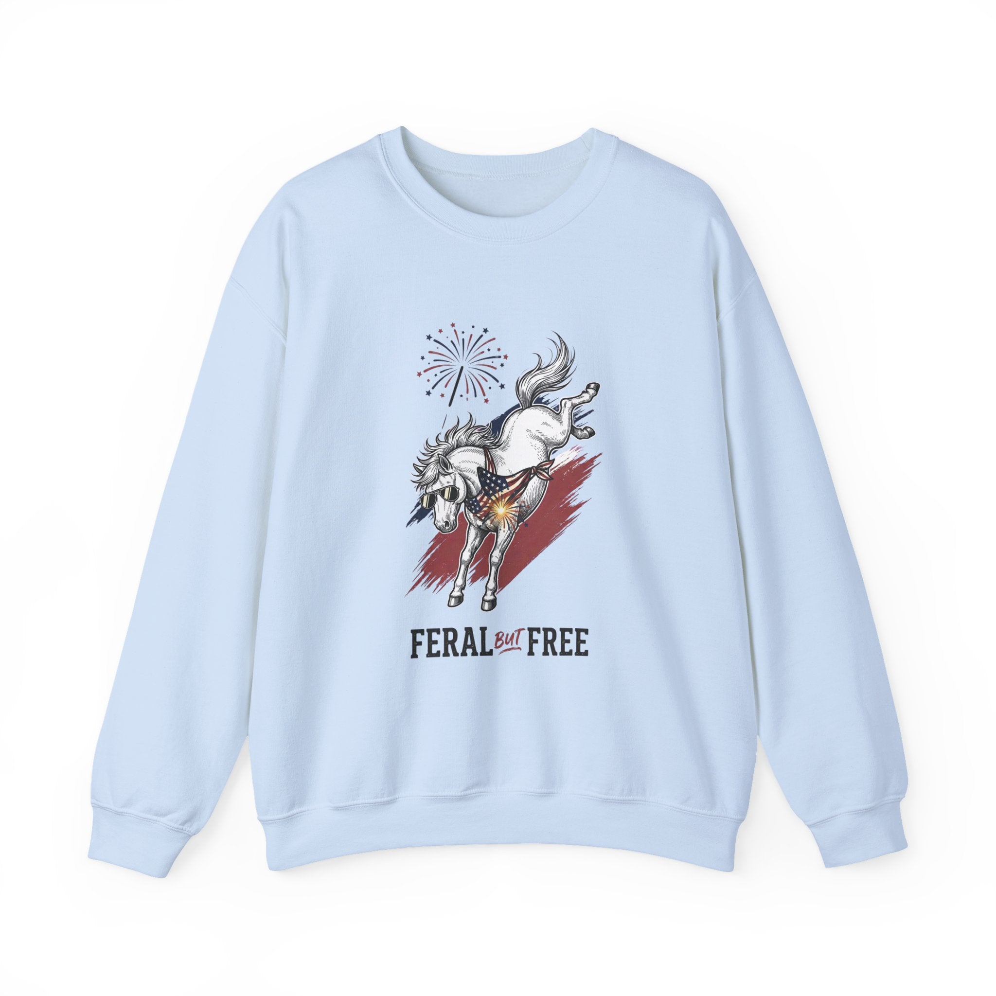 Feral but Free horse illustration Sweatshirt | quirky millennial humor