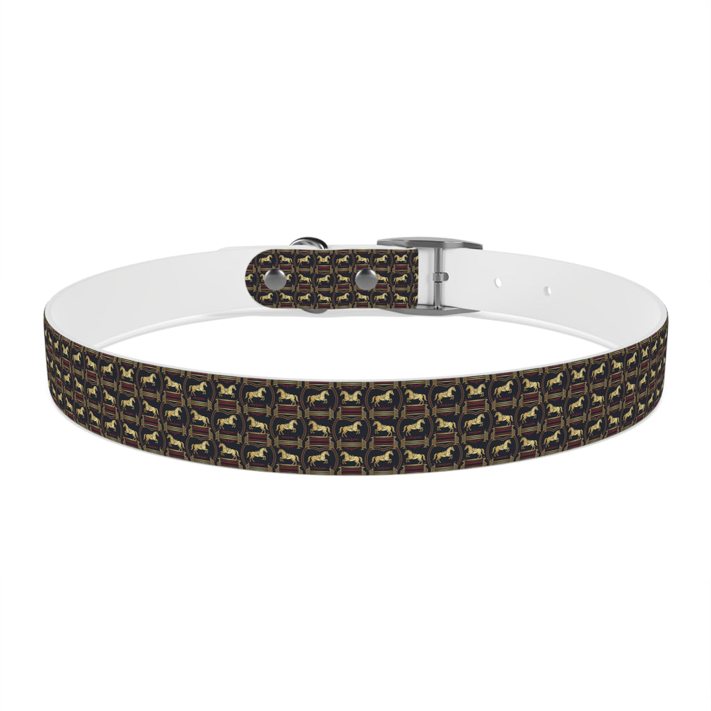 Navy Rich Red and Gold all over Horse Equestrian print dirt and waterproof collar