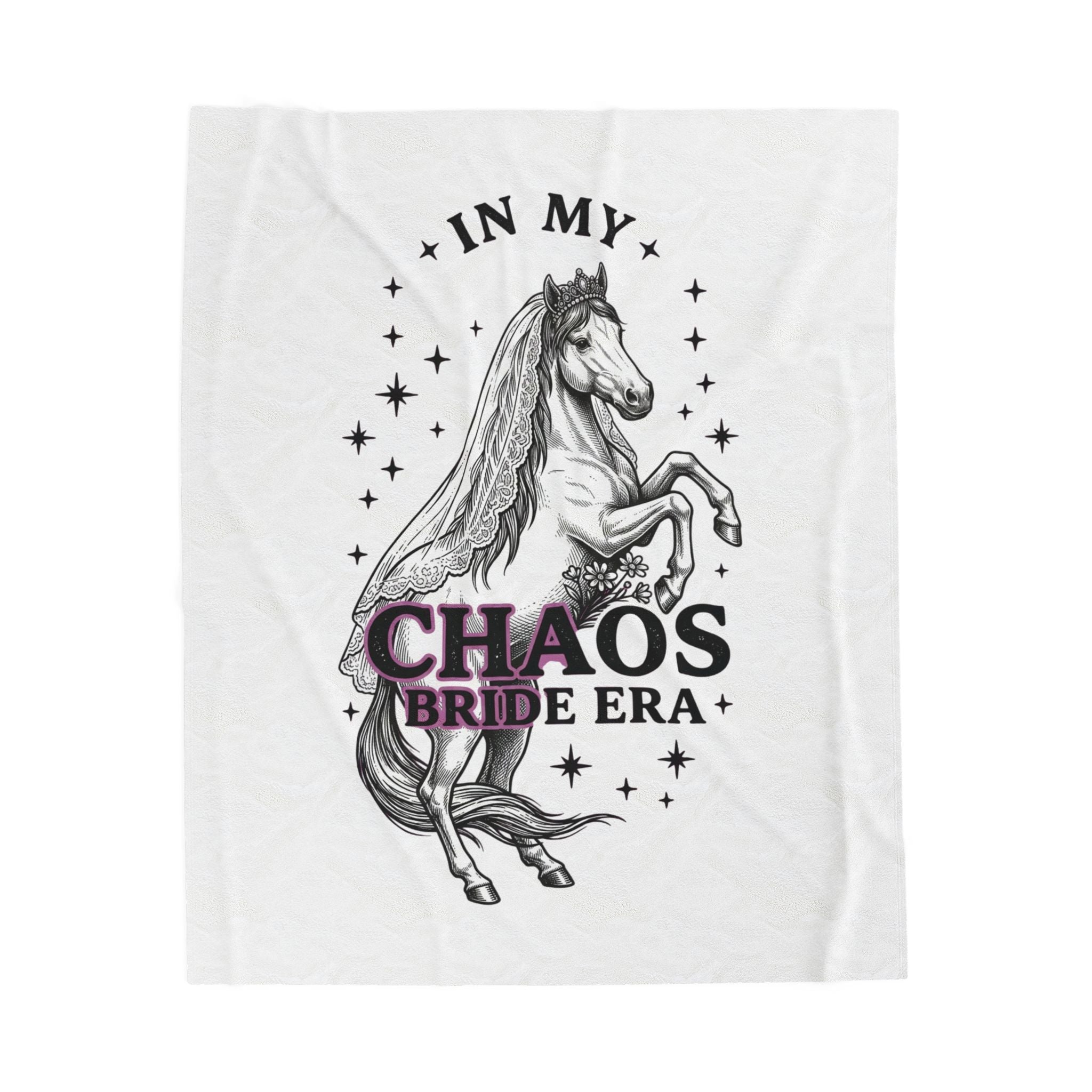 Velveteen Plush Blanket - "In My Chaos Bride Era" Horse Bridal Throw