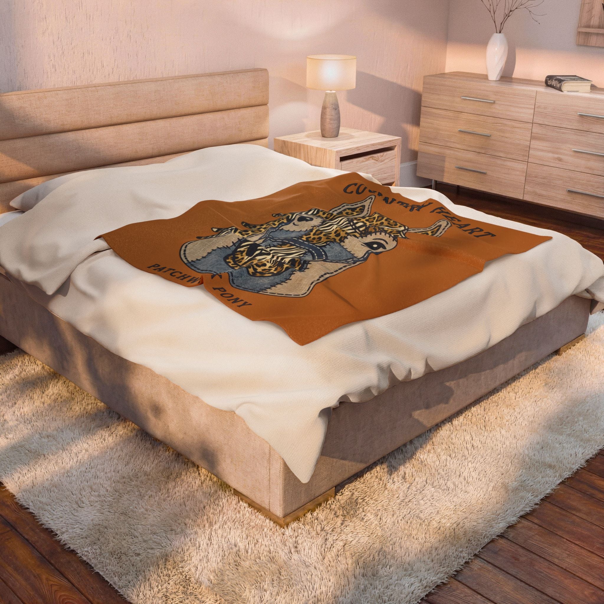 Country Heart Patchwork Pony Velveteen Plush Blanket