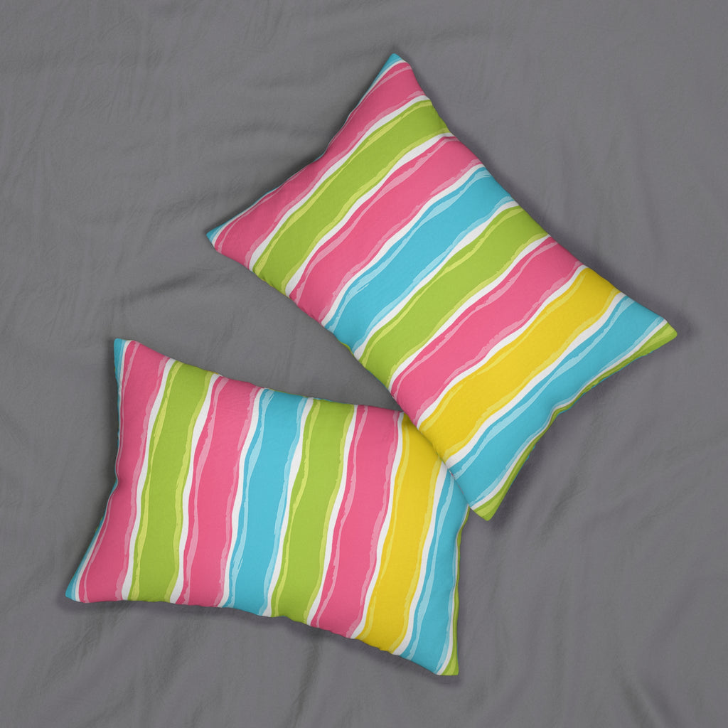 Colorful Stripe Lumbar Pillow — Bright Summer Accent Cushion