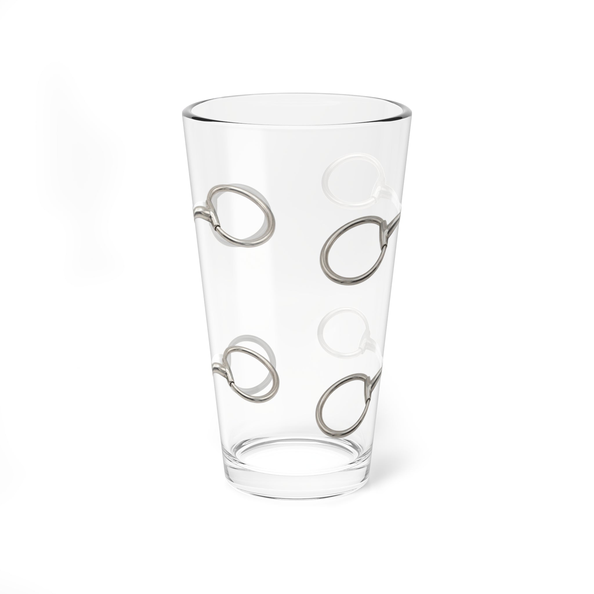 Silver Horsebit 16oz Mixing Glass — Elegant Cocktail Stirring Glass