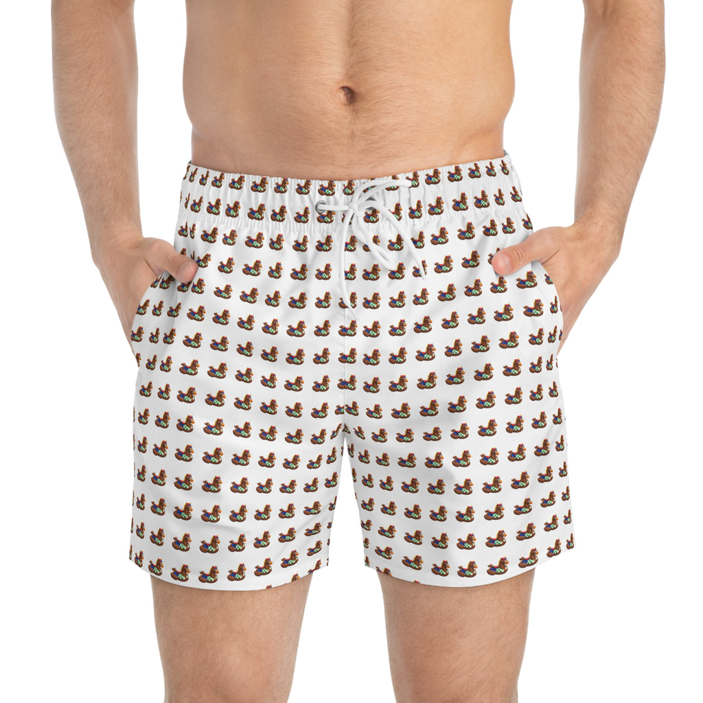 Men's Novelty Swim Trunks — Patterned racehorse  Floatie All-Over Print