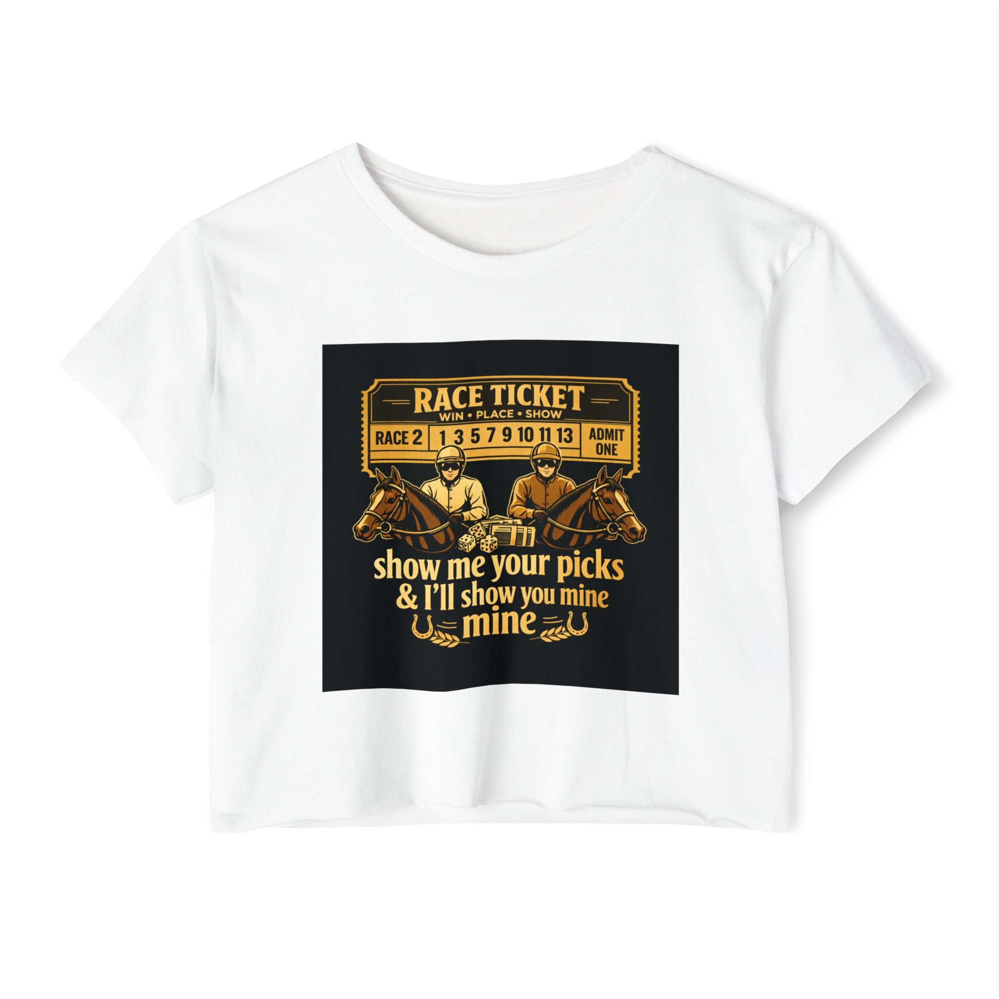 Race Ticket Crop Top — 'Show Me Your Picks & I'll Show You Mine' Horse Racing Tee