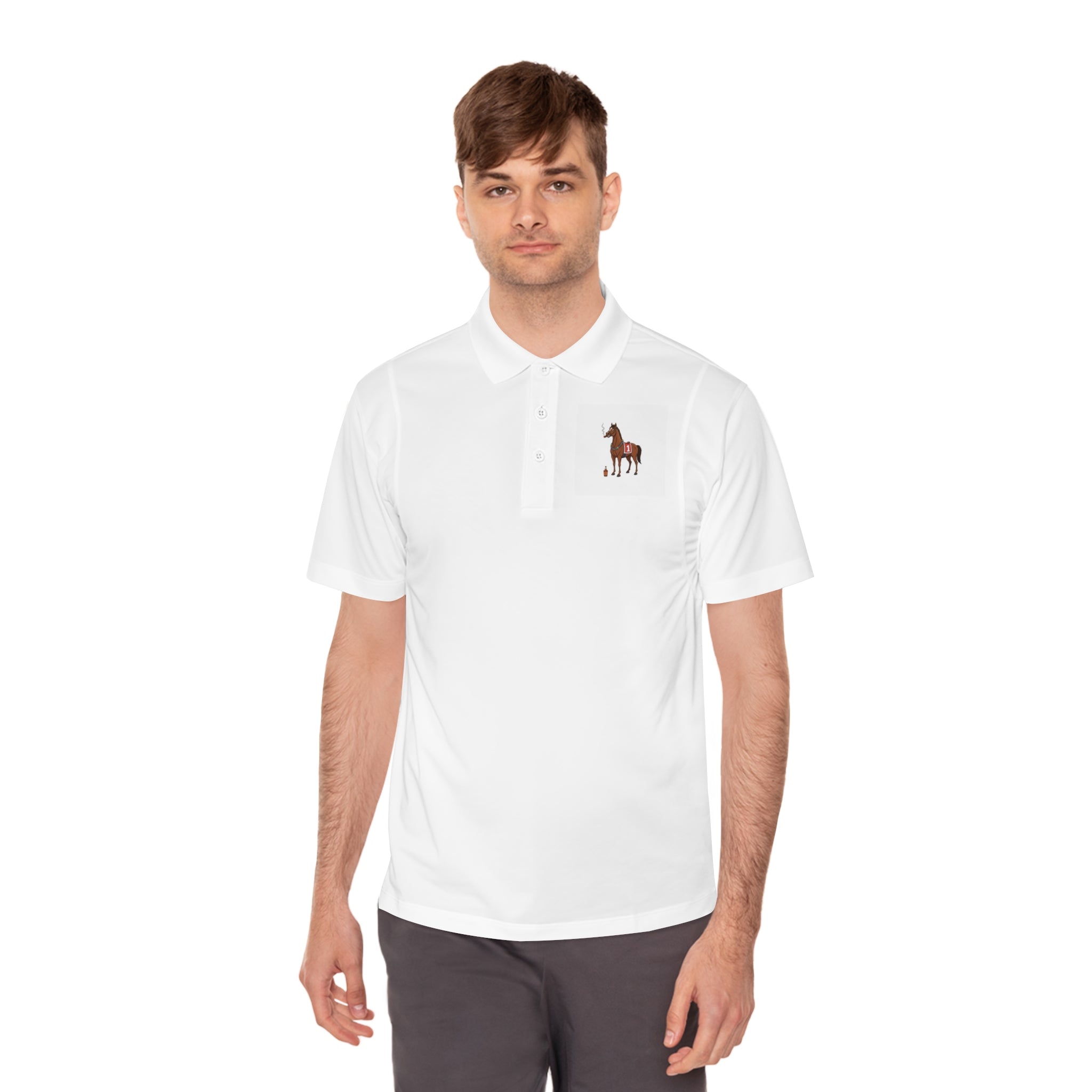 Horse Racing Polo Shirt — Vintage Jockey Saddle & Racing Horse Design