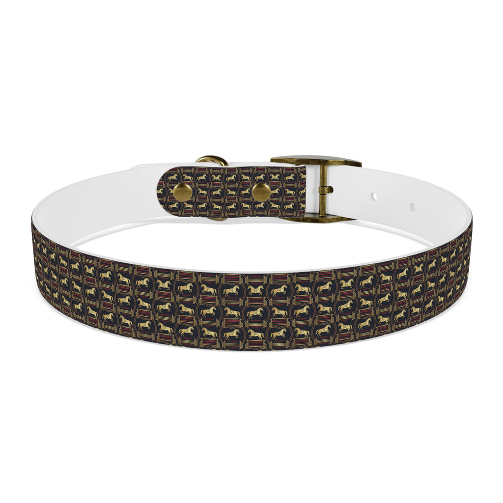Navy Rich Red and Gold all over Horse Equestrian print dirt and waterproof collar
