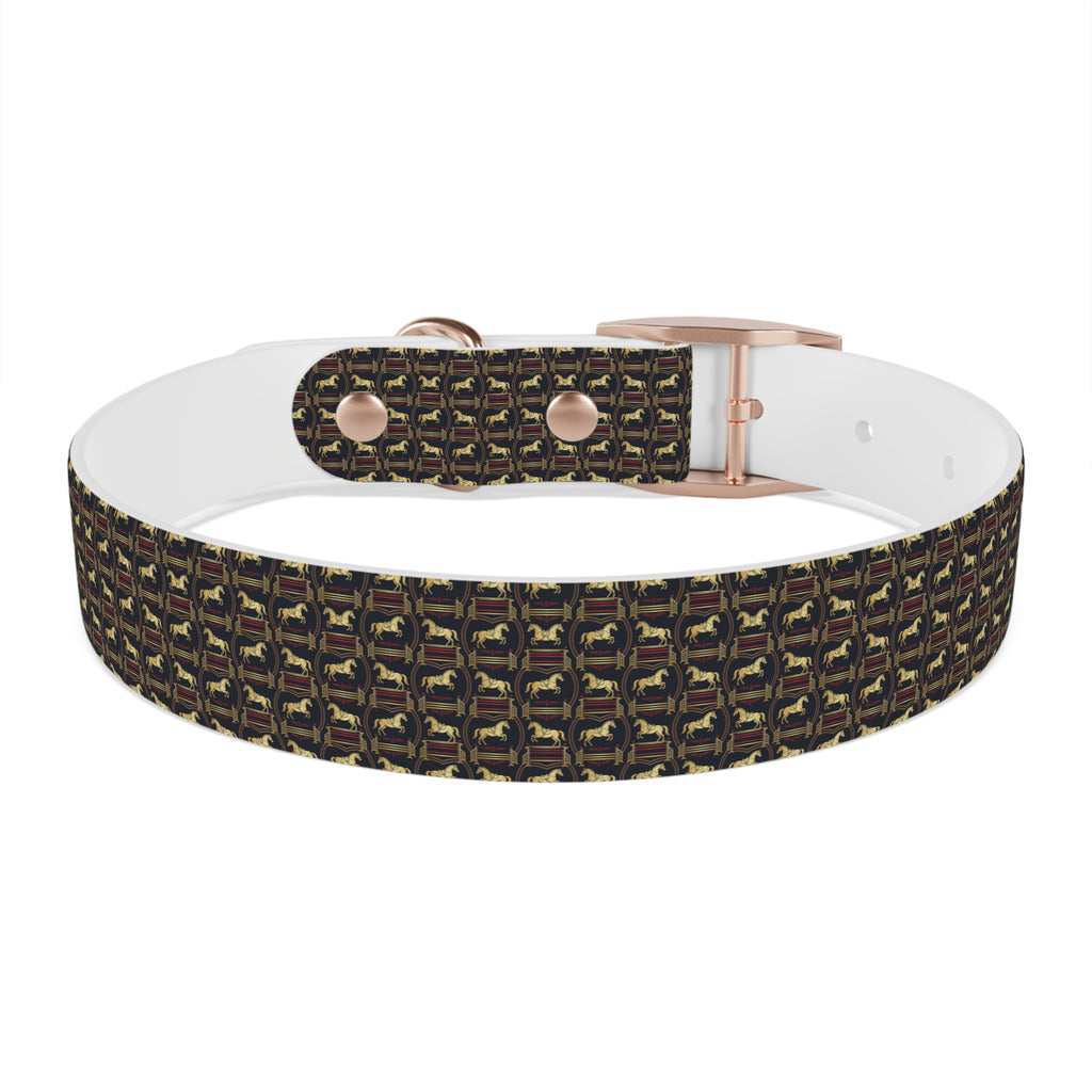 Navy Rich Red and Gold all over Horse Equestrian print dirt and waterproof collar