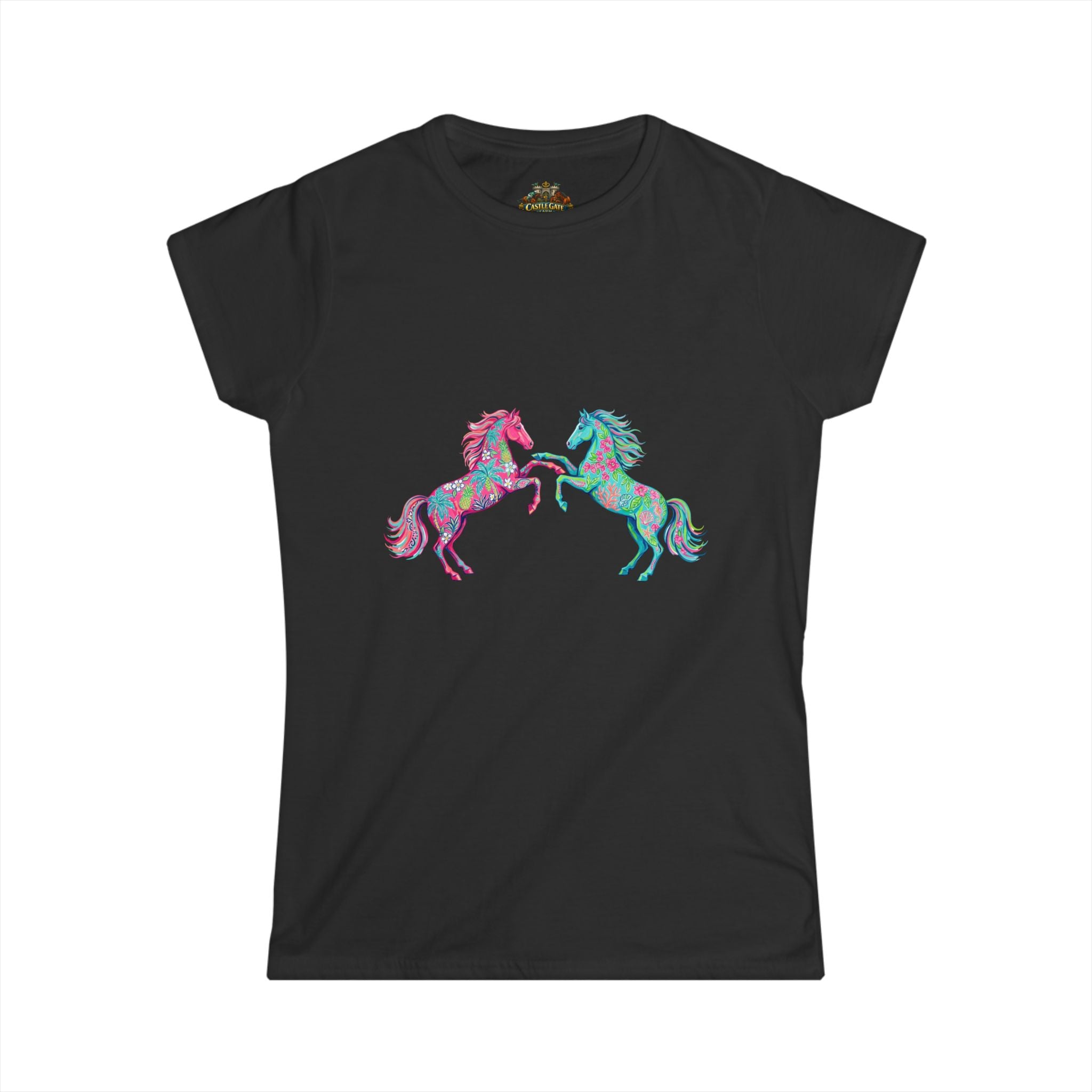 Whimsical Rearing Horses Tee