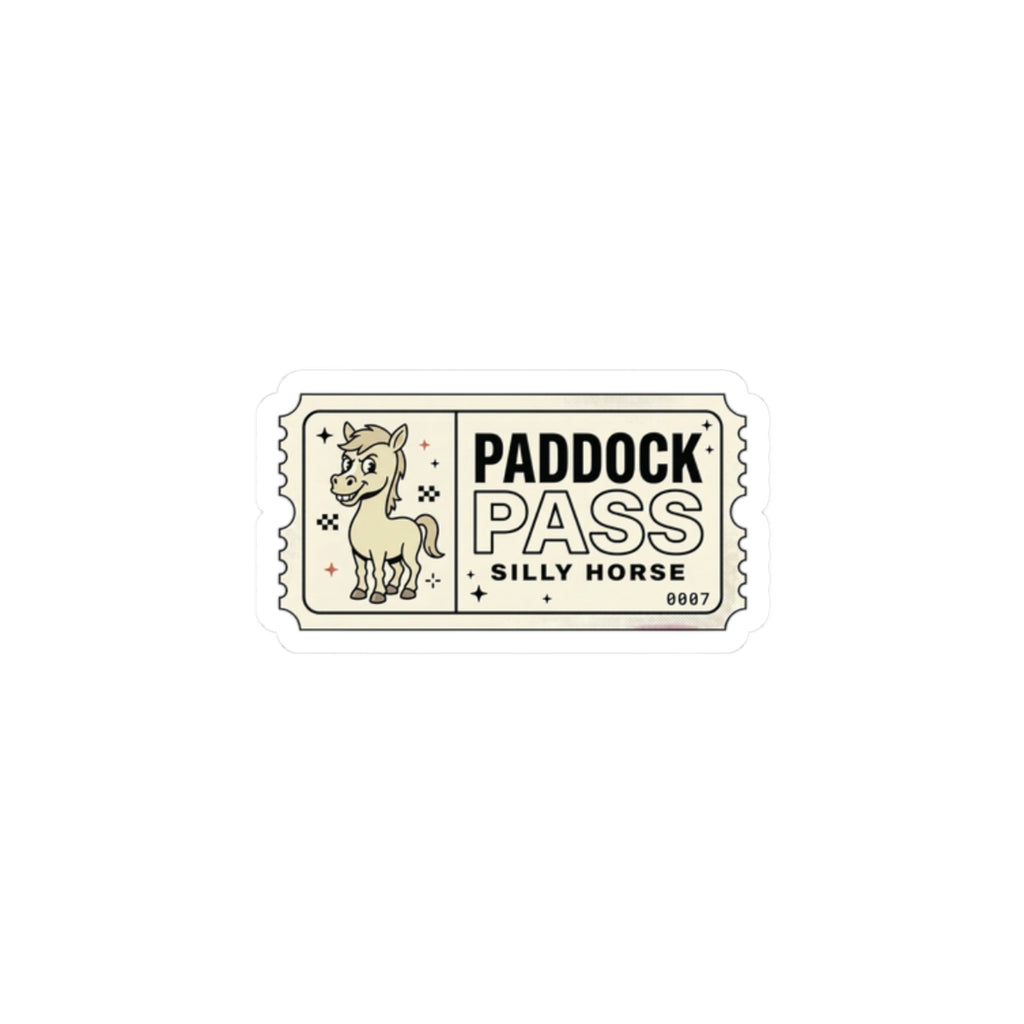 Paddock Pass Silly Horse Sticker | Racing Meme, Motorsport Decal