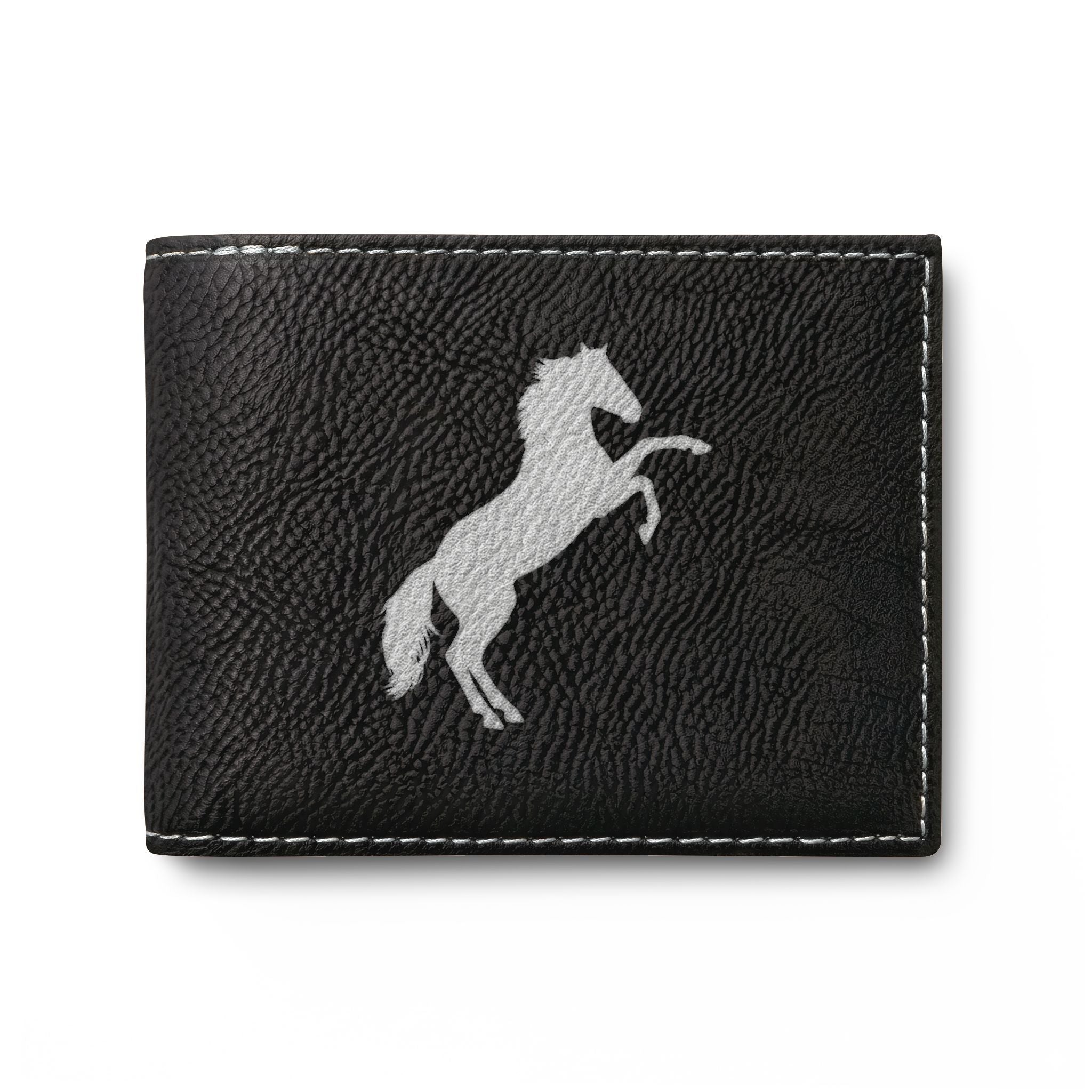 Rearing Horse Bi-Fold Wallet — Leather Wallet with Flip, Equestrian Gift