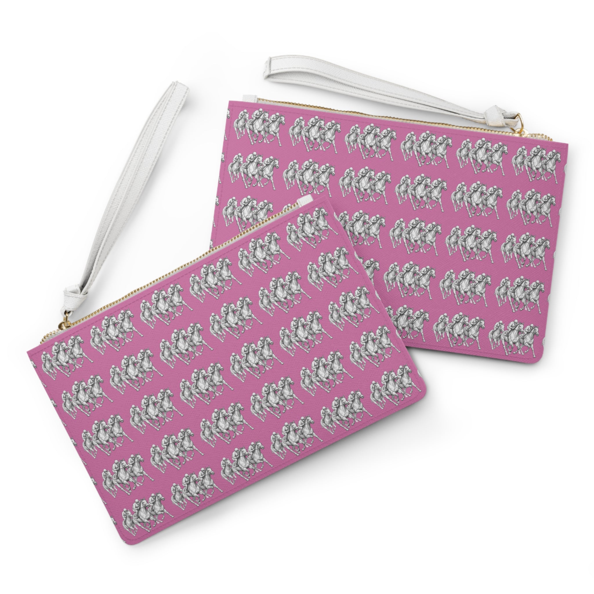 Pink Floral Horse Clutch Bag — Equestrian Pattern Wristlet