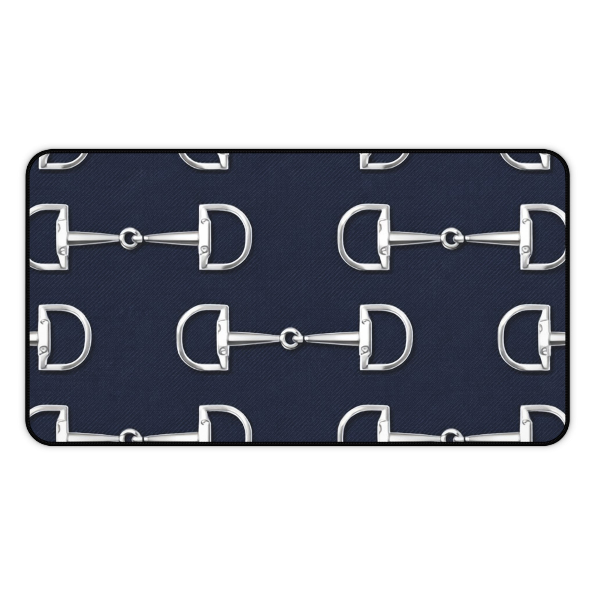 Equestrian Bit Pattern Desk Mat — Navy Horse Bit Mouse Pad