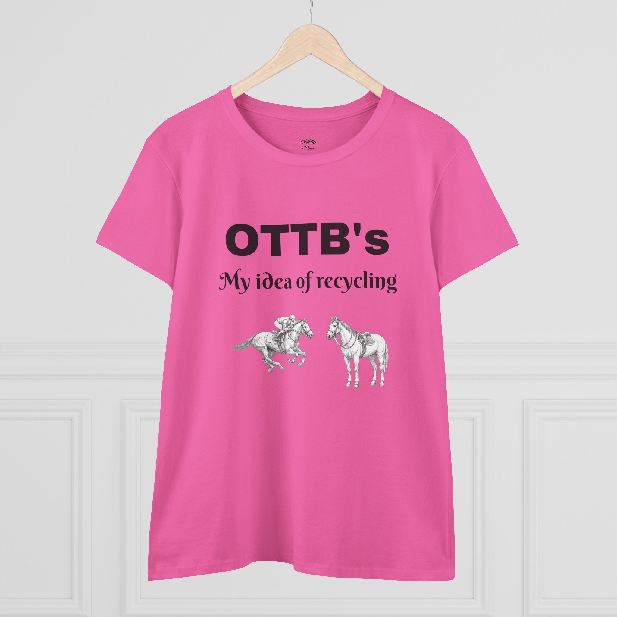 OTTB's Horse T-Shirt - "My idea of recycling" Funny Off-Track Thoroughbred Tee for Equestrians