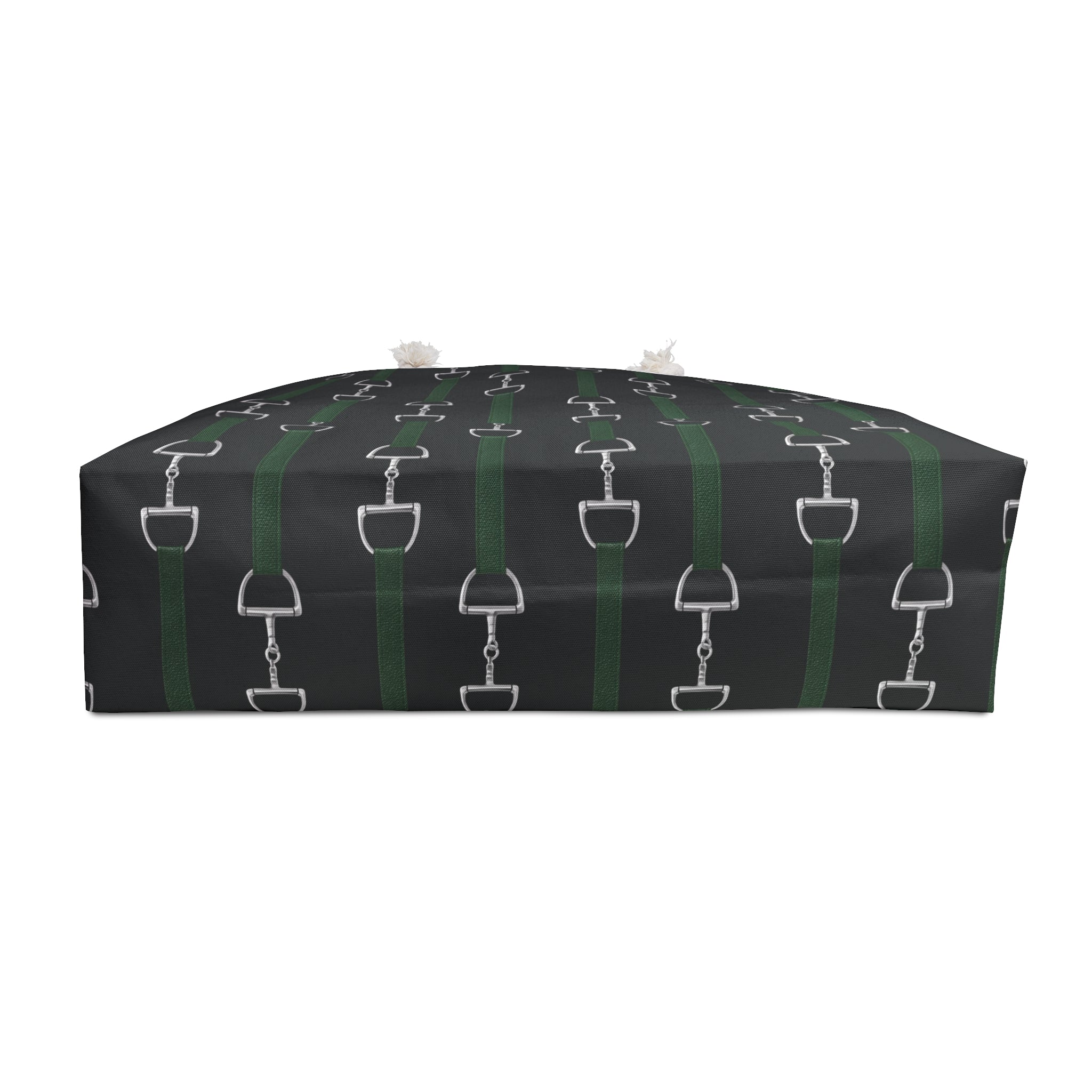 Equestrian Bit Pattern Weekender Bag — Dark Green & Black Travel Tote