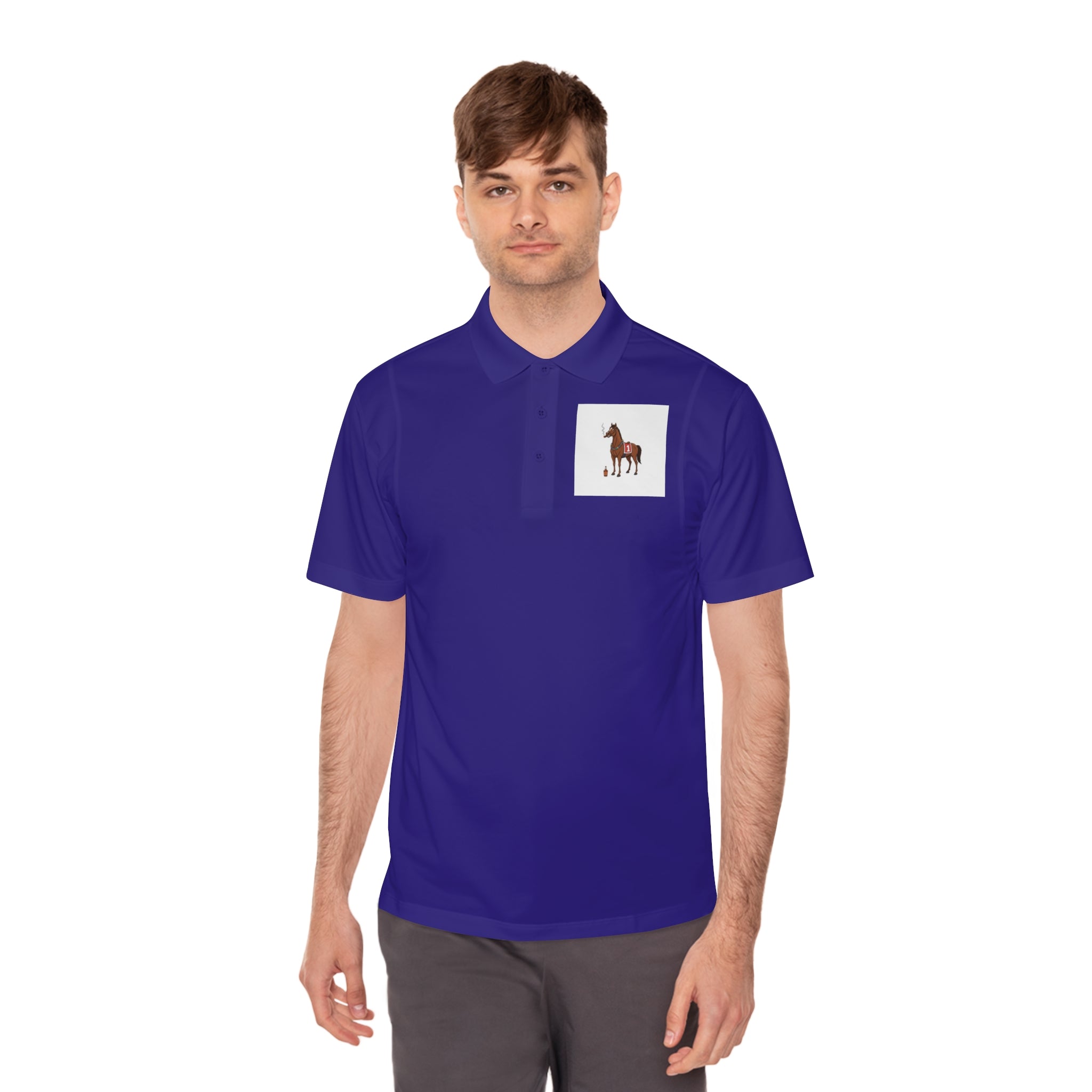 Horse Racing Polo Shirt — Vintage Jockey Saddle & Racing Horse Design