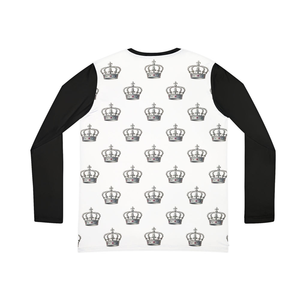 Crown Pattern Dressage Queen V‑Neck Long Sleeve Shirt — Royal Monogram