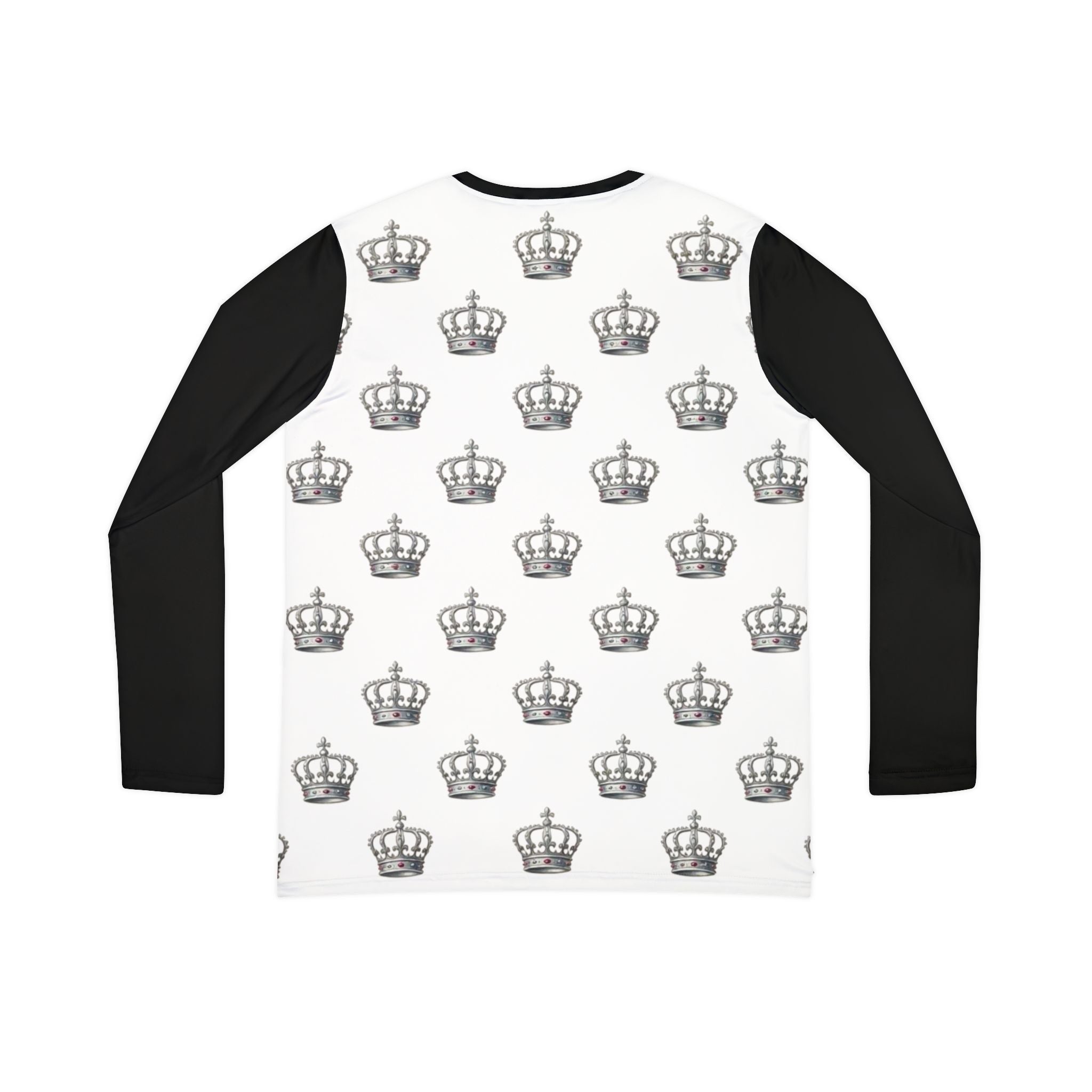 Crown Pattern Dressage Queen V‑Neck Long Sleeve Shirt — Royal Monogram