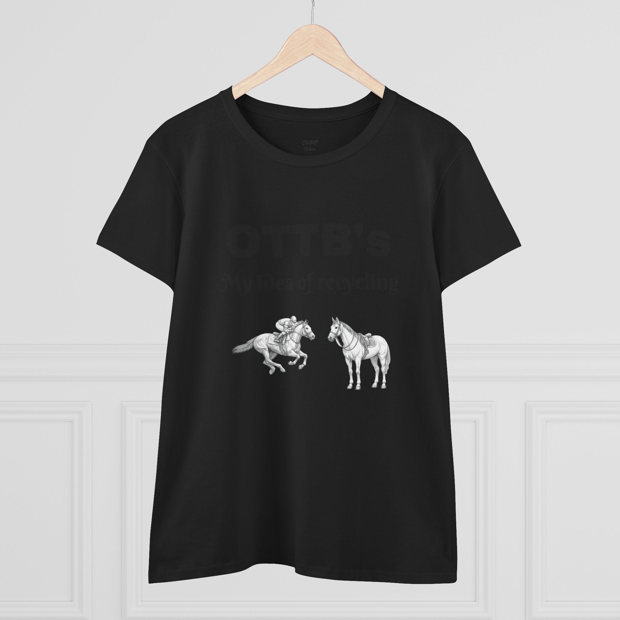 OTTB's Horse T-Shirt - "My idea of recycling" Funny Off-Track Thoroughbred Tee for Equestrians
