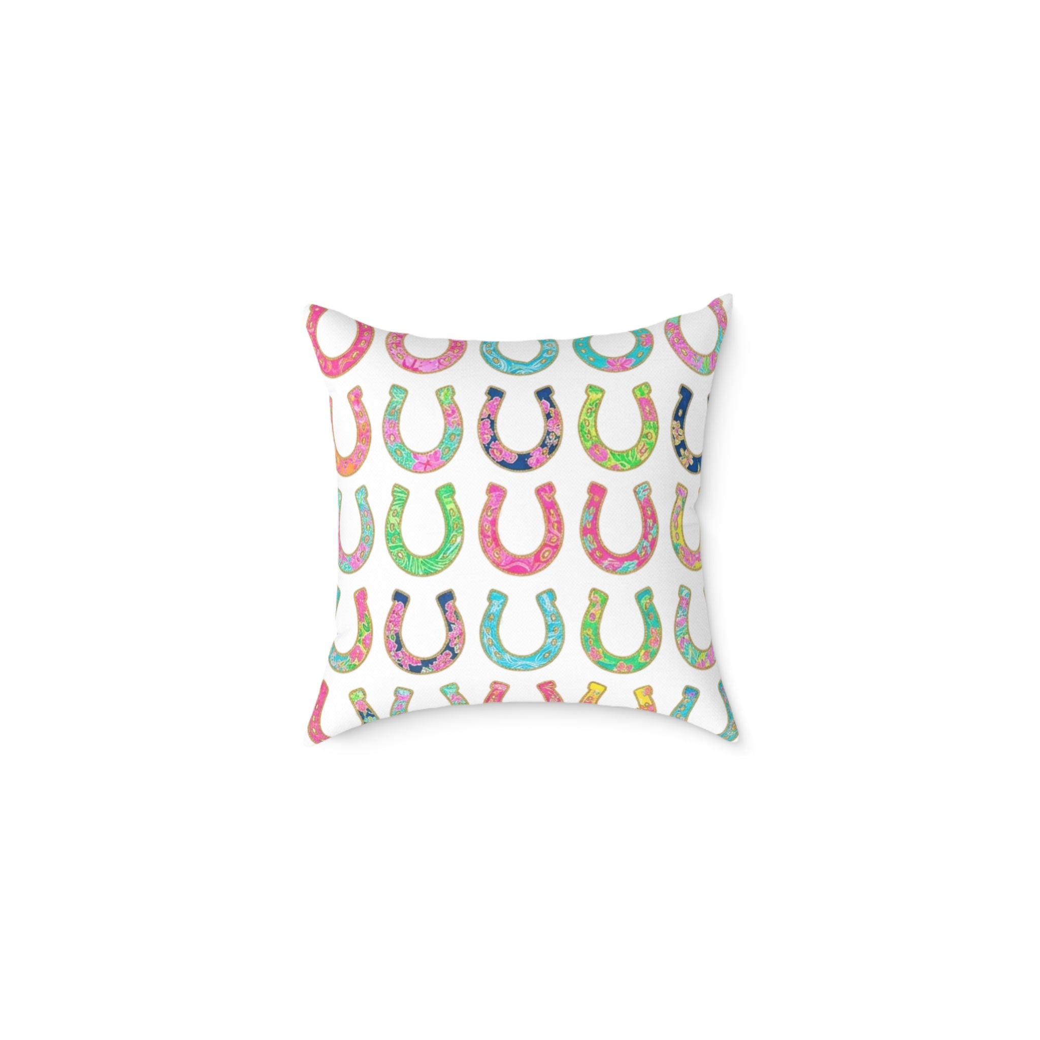 Colorful Horseshoe Pattern Pillow - Lucky Farmhouse Throw Pillow