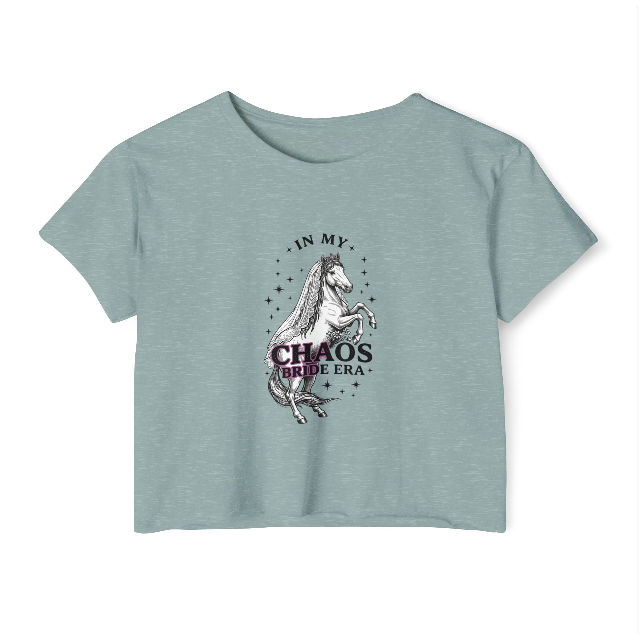 Festival Crop Top — “In My Chaos Era” Prancing Unicorn Graphic