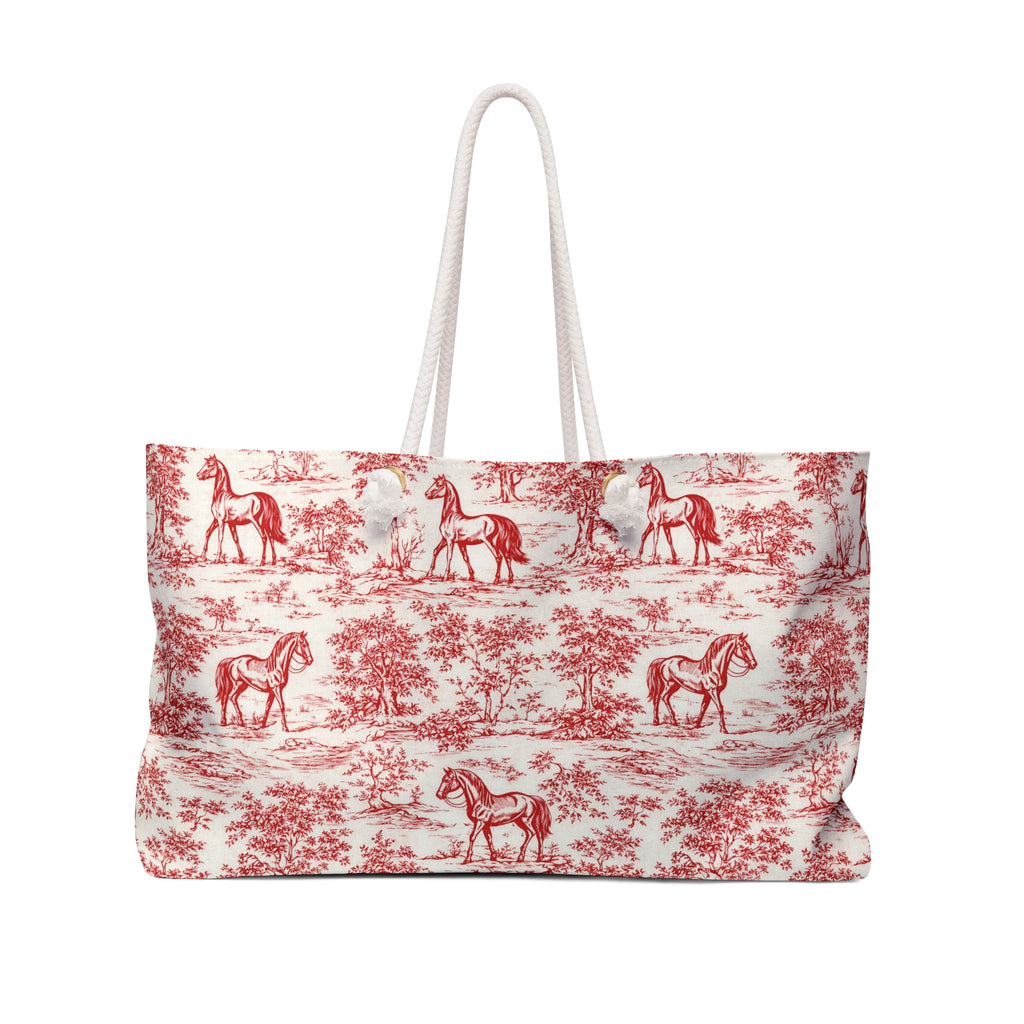 Toile Horse Weekender Bag — Vintage Equestrian Travel Tote