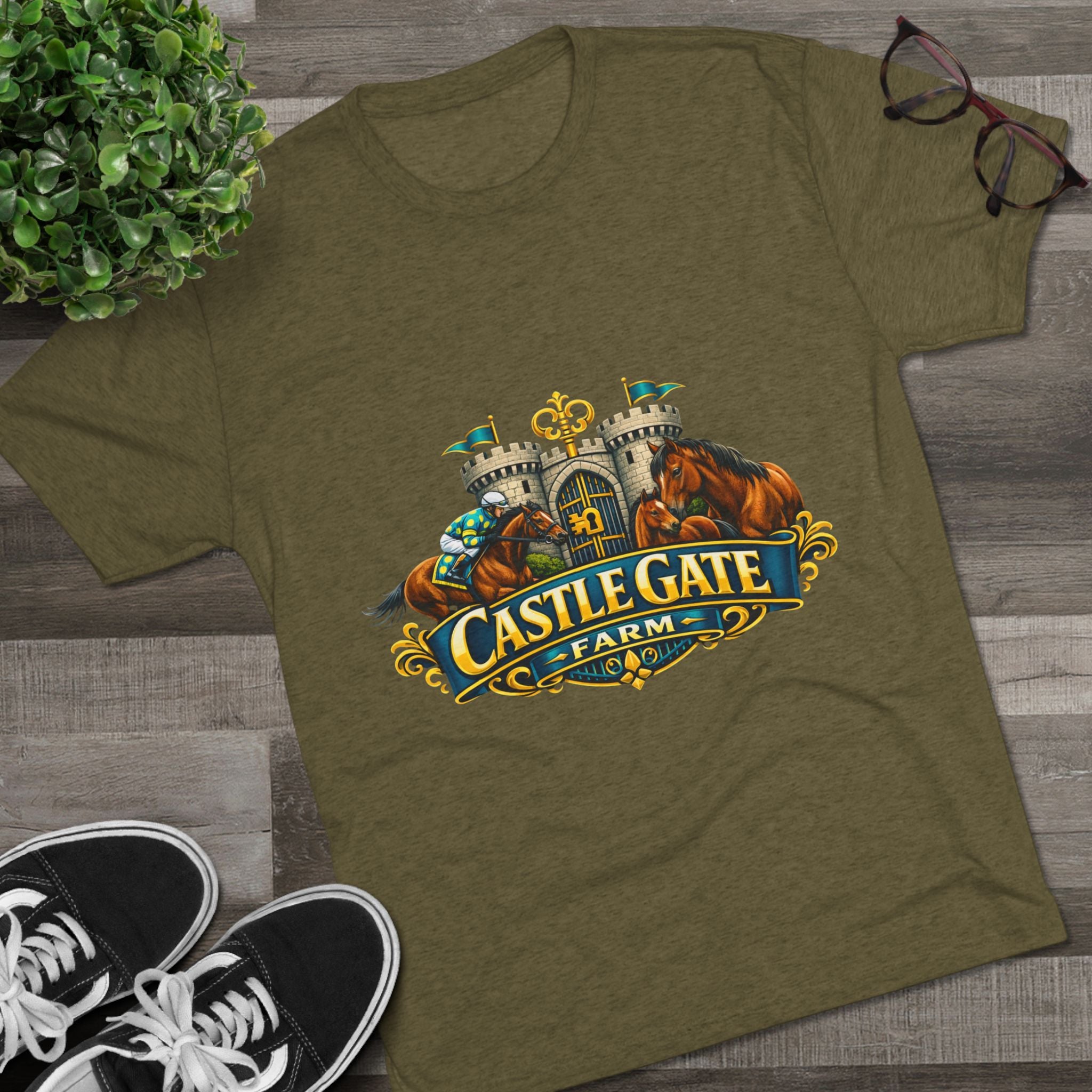 Castle Gate Farm T-Shirt – Retro Crest Logo Tee for Farm Lovers