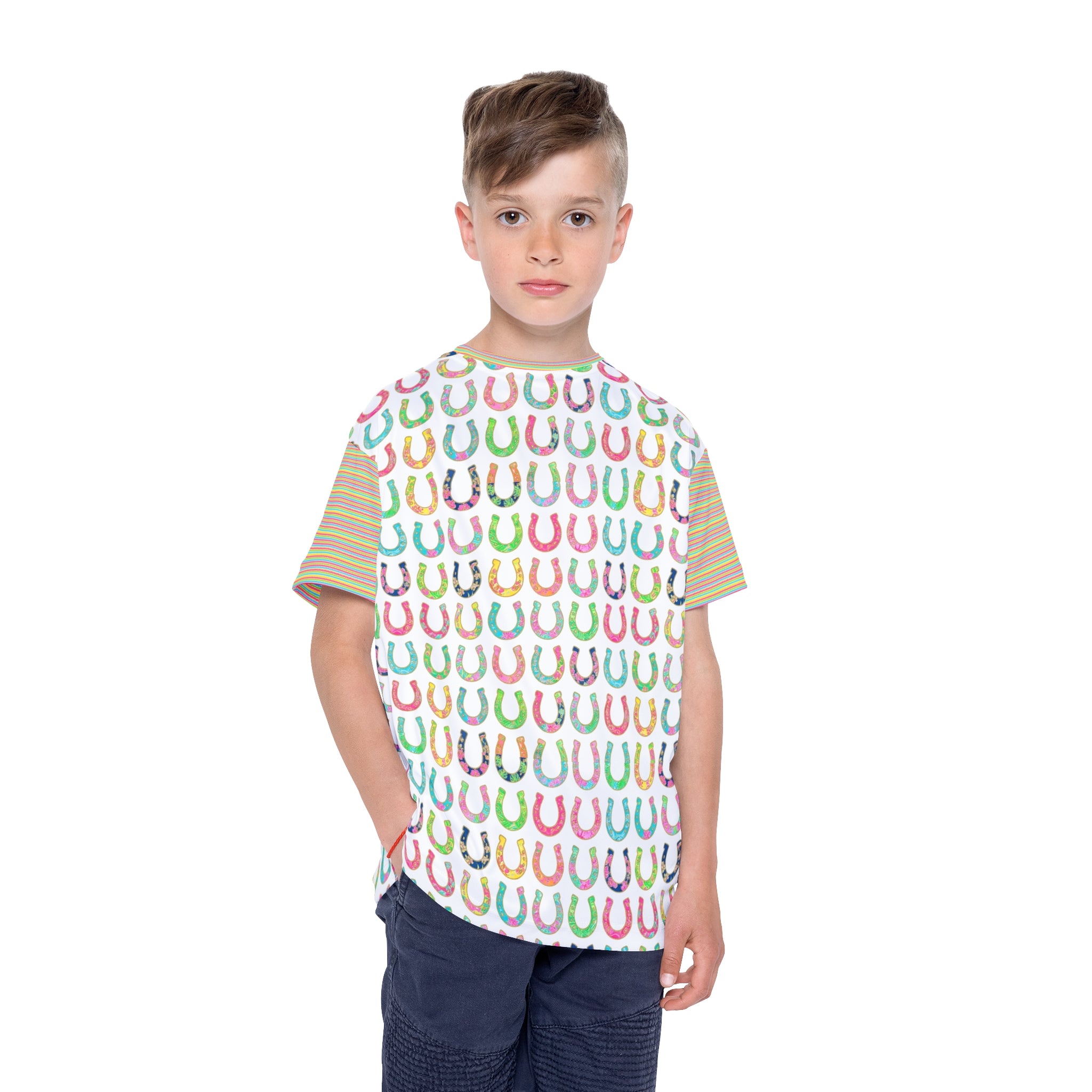 Kids Jersey — Colorful Horseshoe All-Over Print Sports Tee