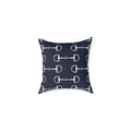 Equestrian Bit Pattern Pillow — Navy Square Throw Pillow