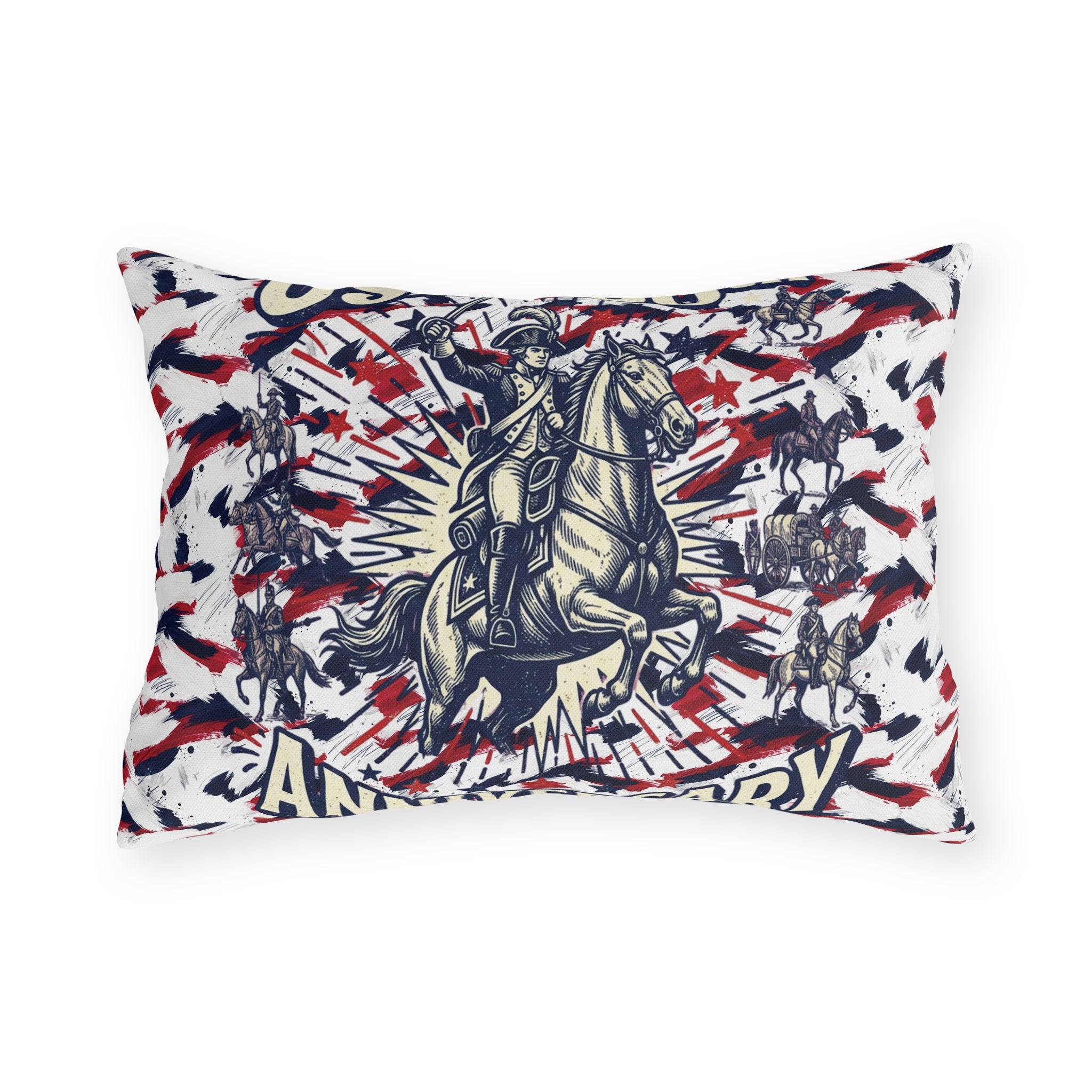 USA 250th Anniversary Outdoor Pillow — Patriotic Red White Blue Decor