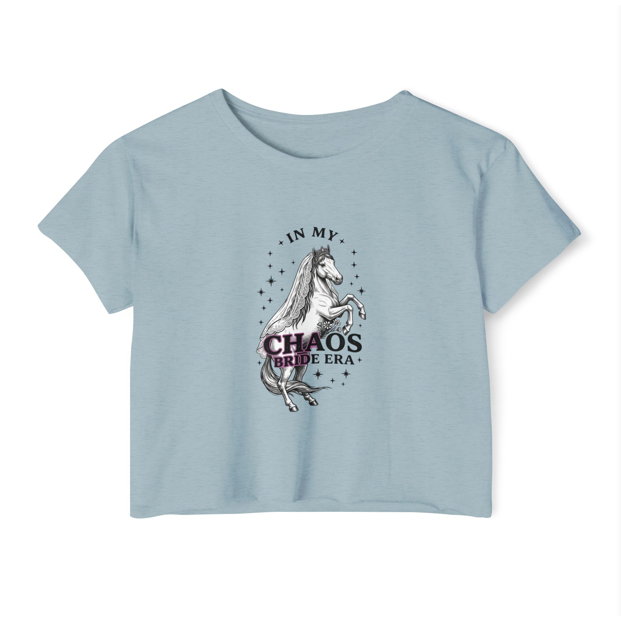 Festival Crop Top — “In My Chaos Era” Prancing Unicorn Graphic