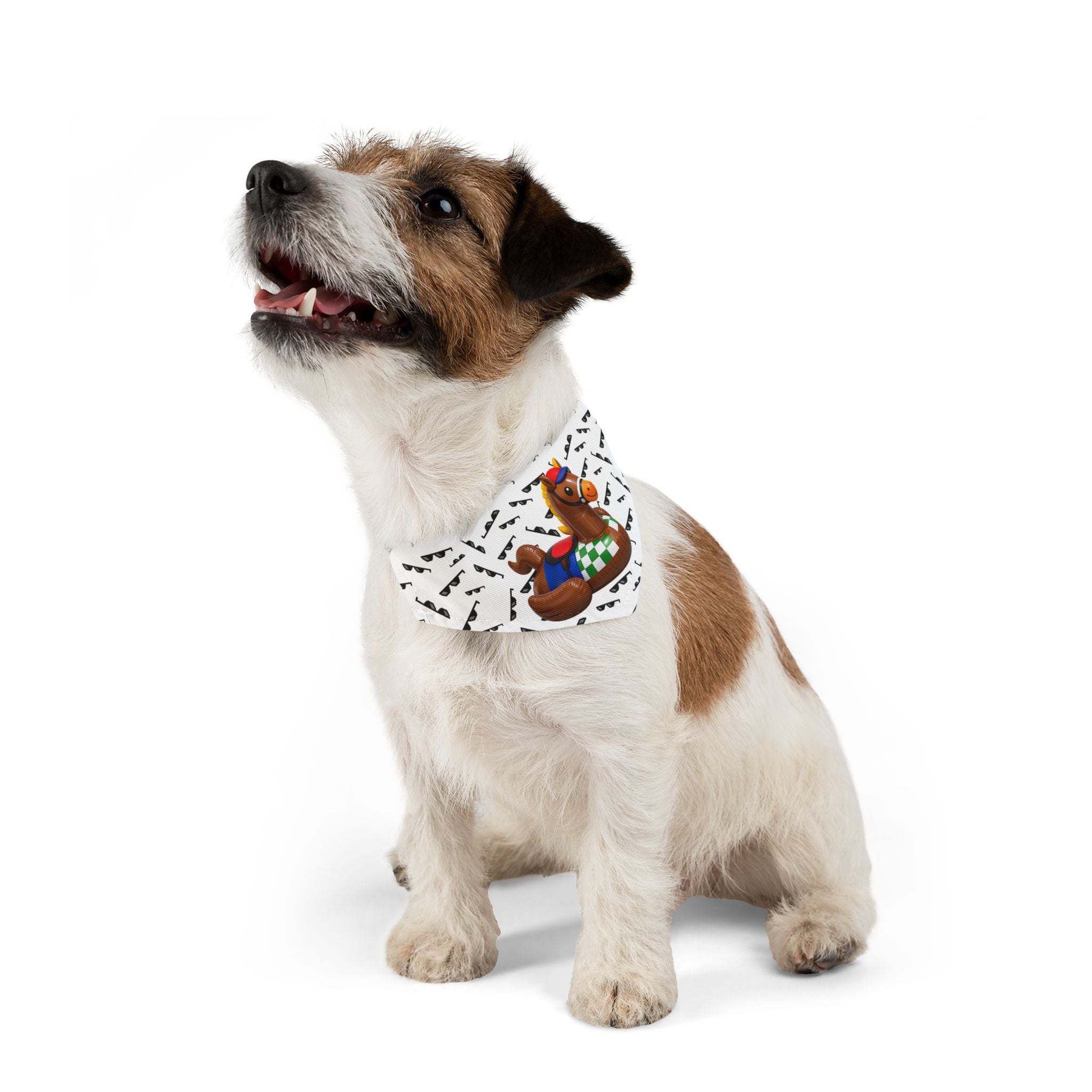 Inflatable Rubber Duck Horse with mini Wayfarers Pet Bandana Collar – Fun Equestrian Dog Accessory
